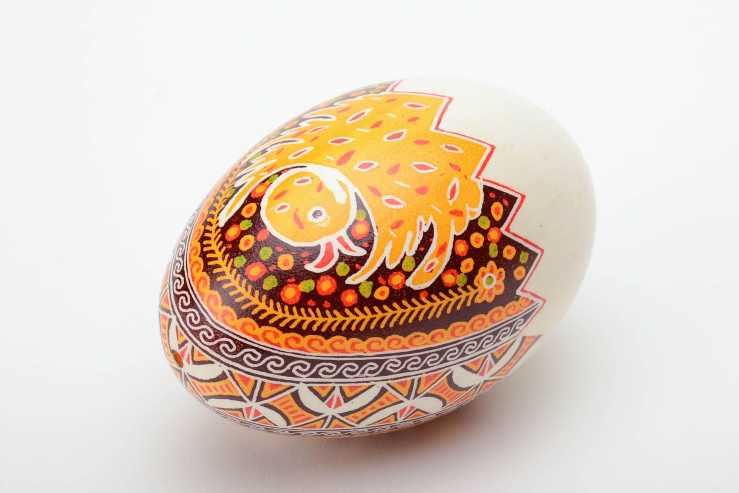 Huevo de Pascua de ganso artesanal pintado en técnica de cera con pinturas anilinas foto 2