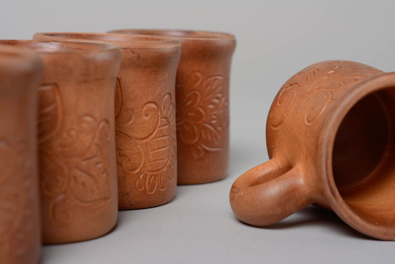 Conjunto de café cafetera y tazas de cerámica artesanales de 6 piezas foto 2