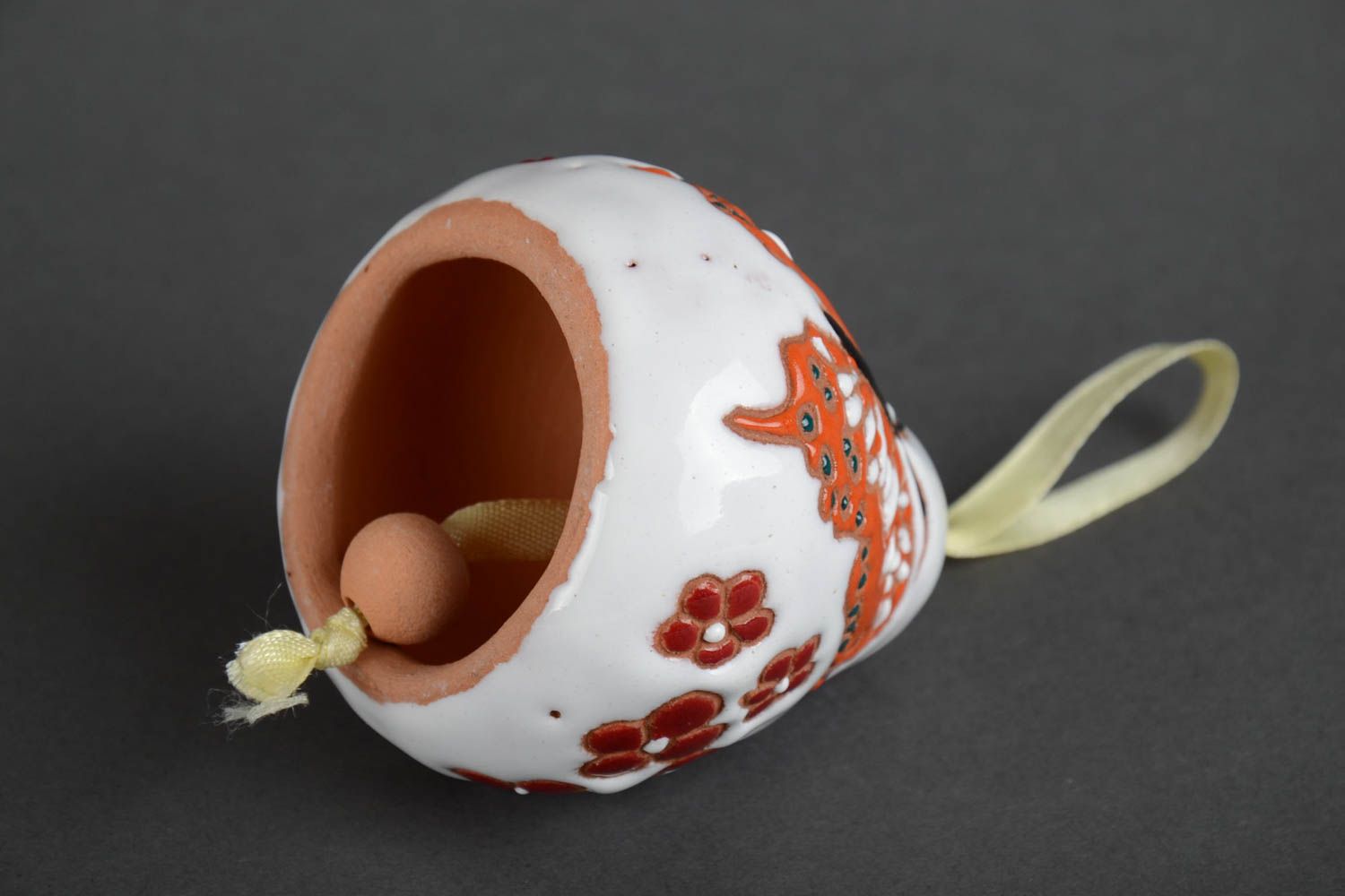 Handmade painted clay bell with beautiful butterfly  photo 3