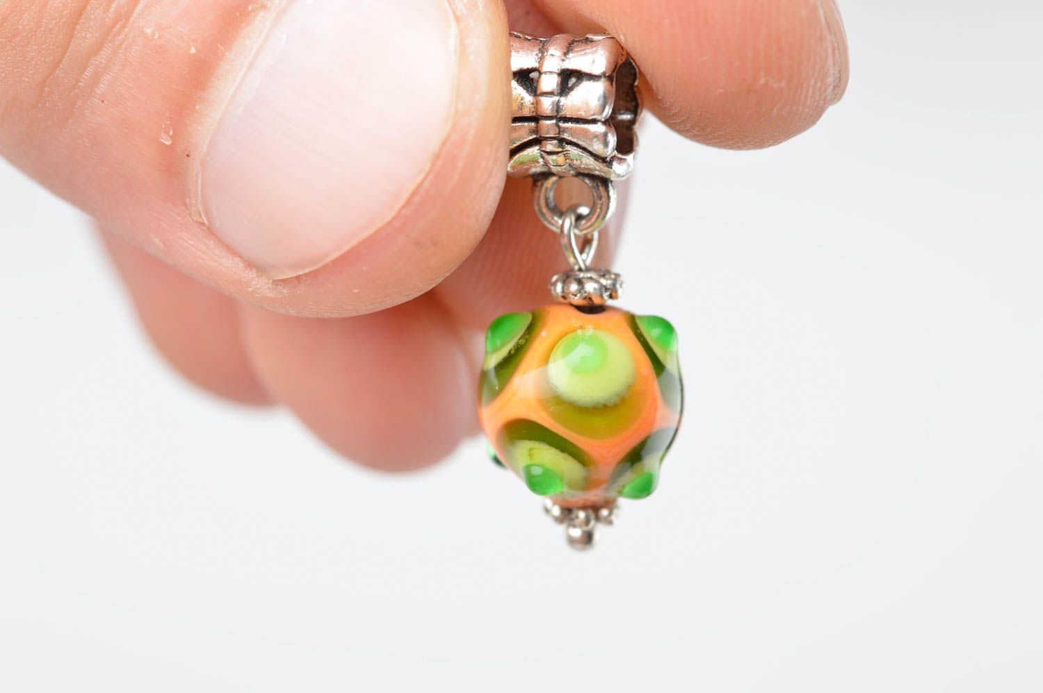 Handmade pendant women necklace glass pendant lampwork pendant orange bead photo 5