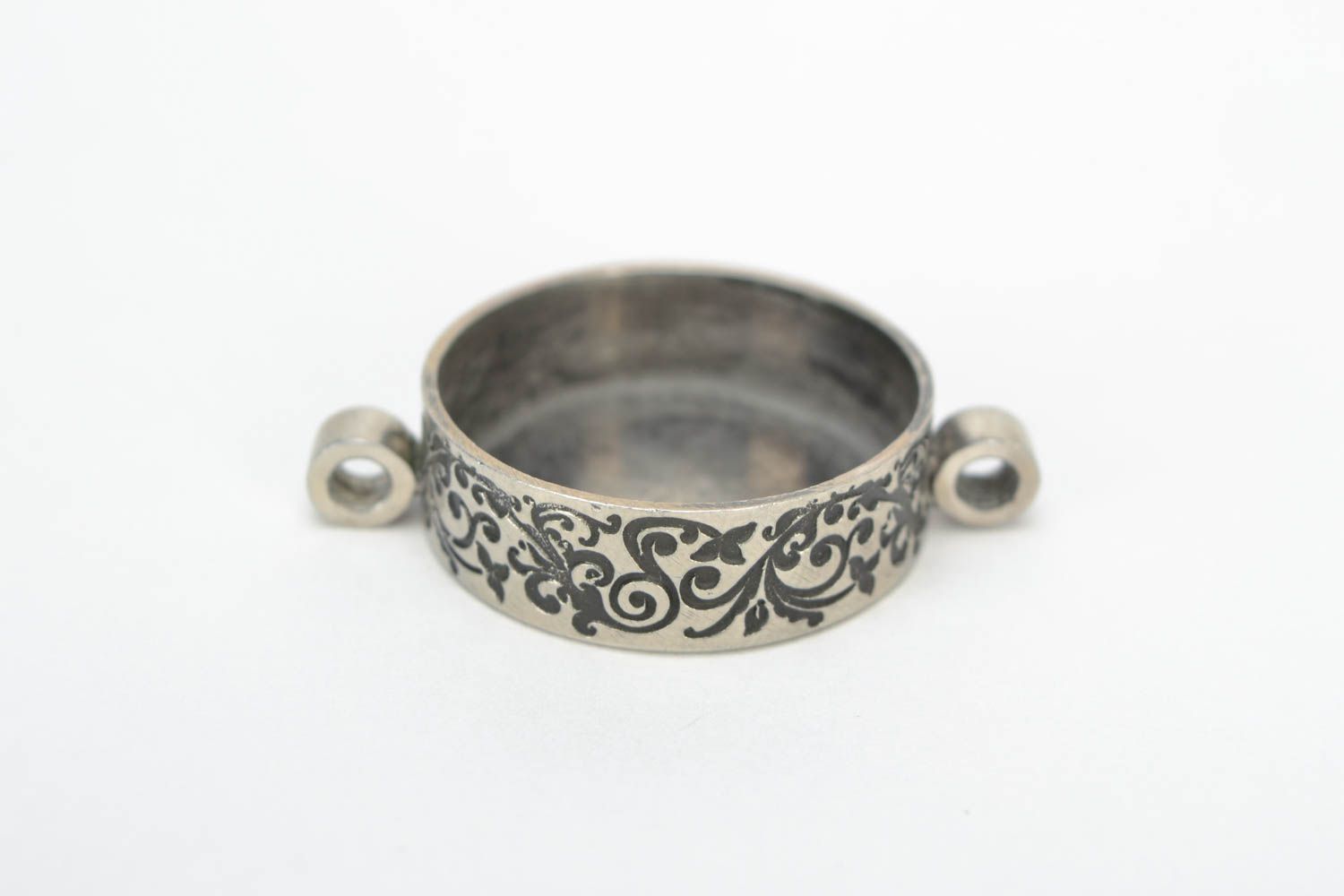 Composant pour bracelet en métal à décorer rond fait main original poli photo 1