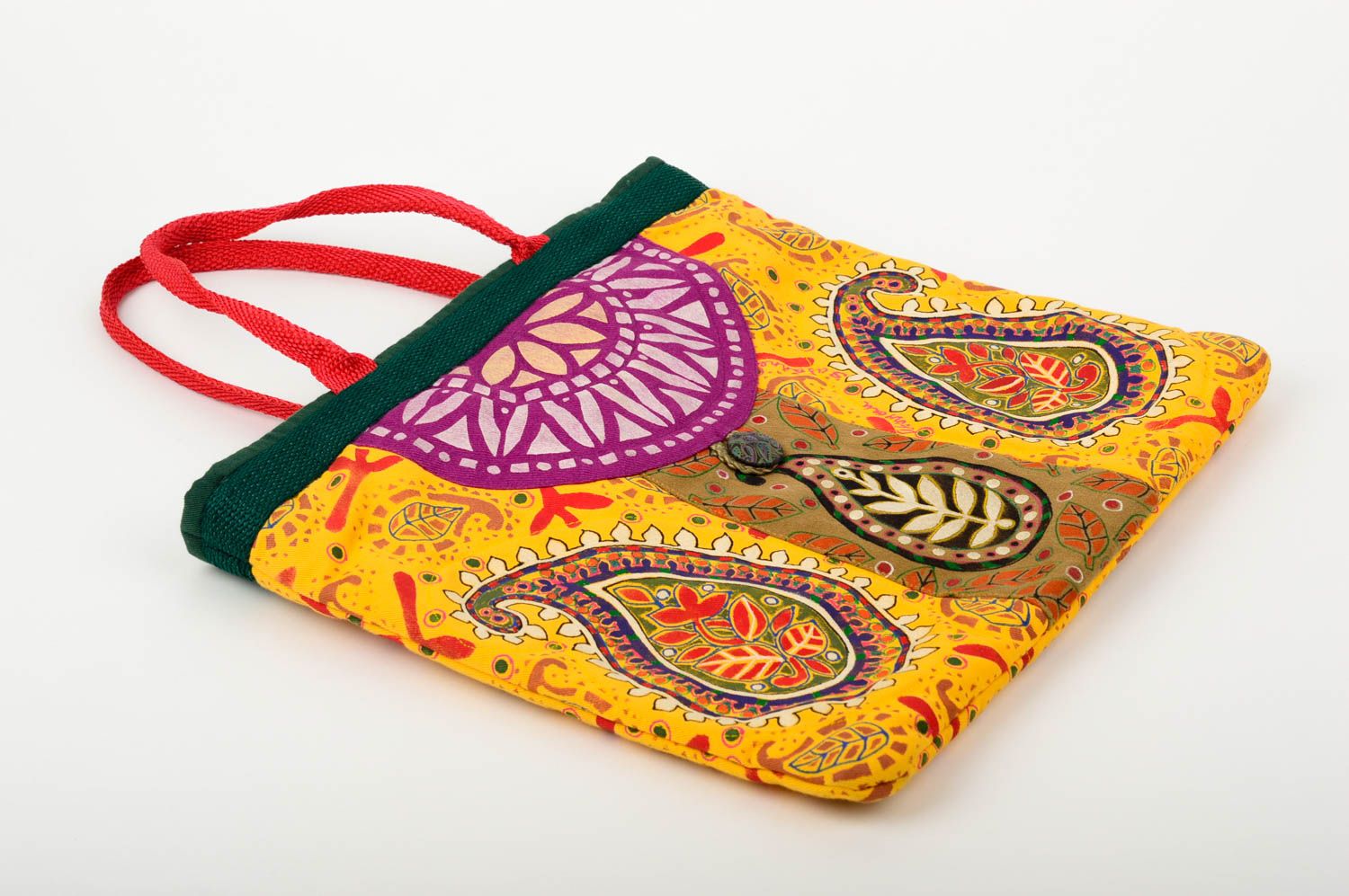 Beautiful handmade fabric bag textile shoulder bag design fashion accessories photo 3