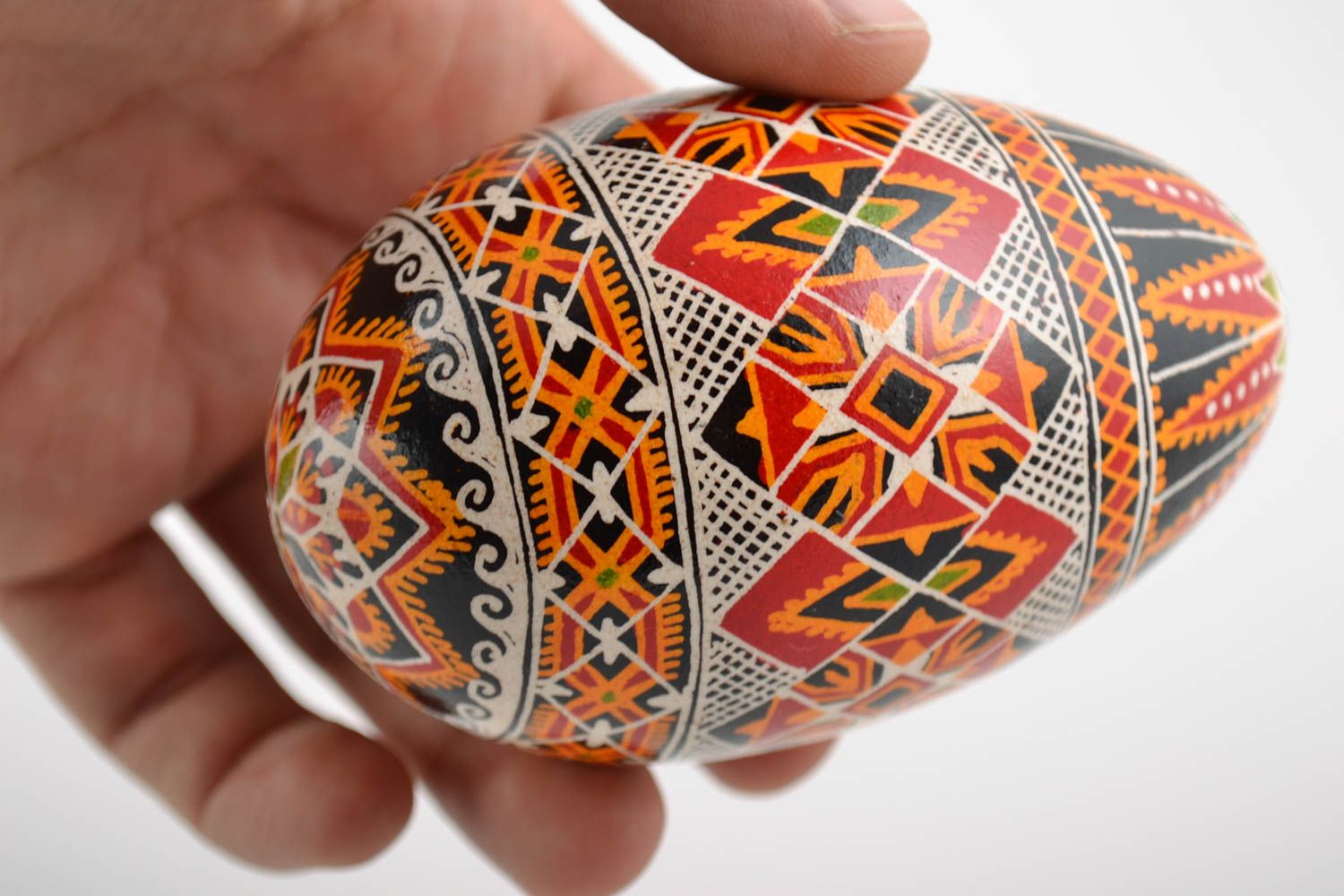 Пасхальное яйцо расписанное акриловыми красками гусиное ручной работы большое фото 2