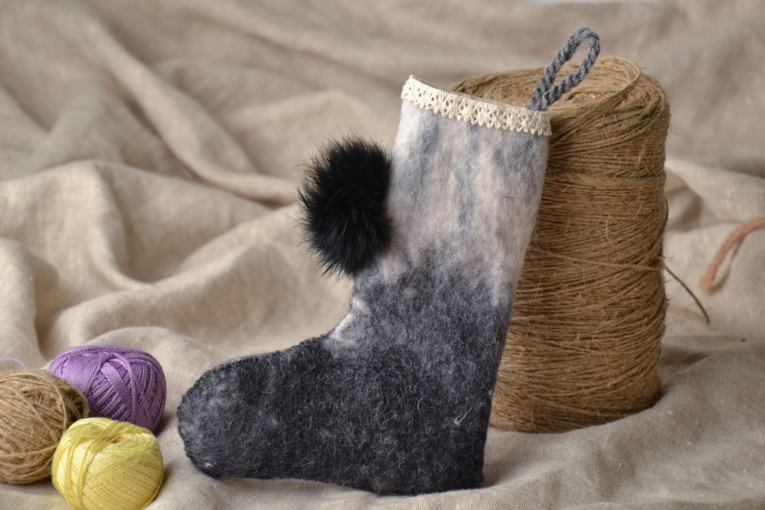 Felted decoration for home Boot photo 1