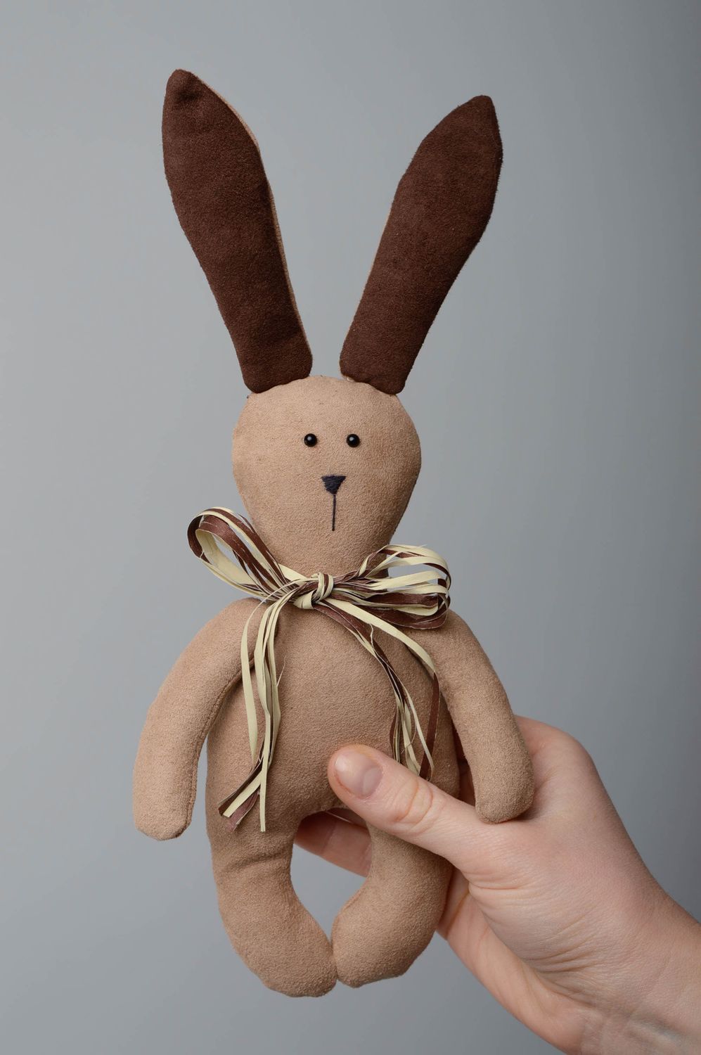 Handmade suede toy rabbit photo 5