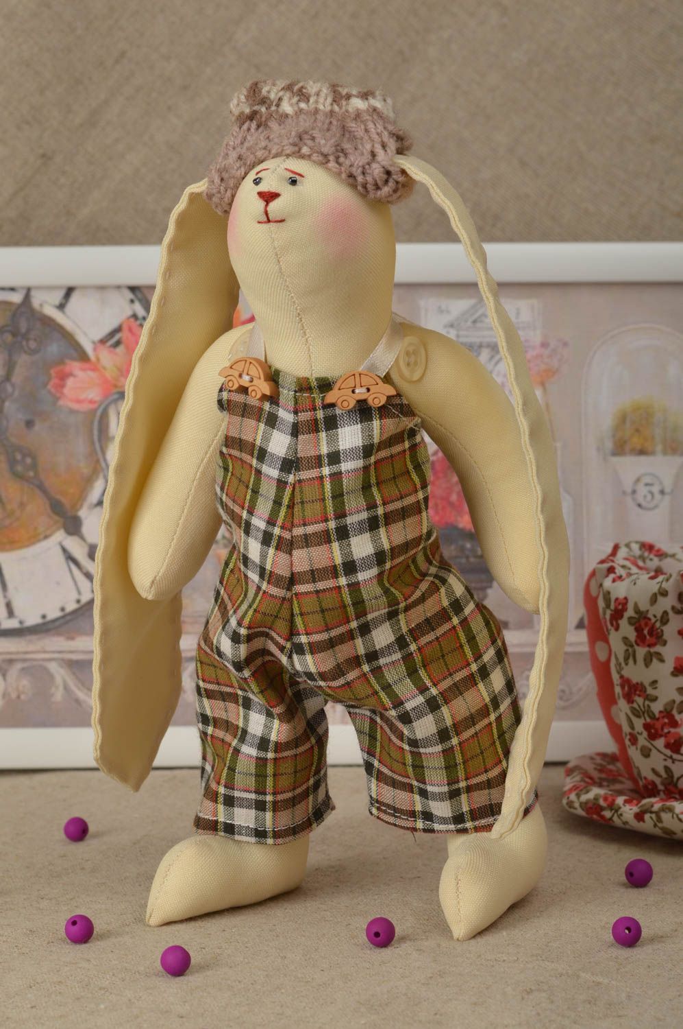 Handmade Spielzeug Puppe Haus Dekoration Geschenk für Kinder Hase mit Mütze foto 1
