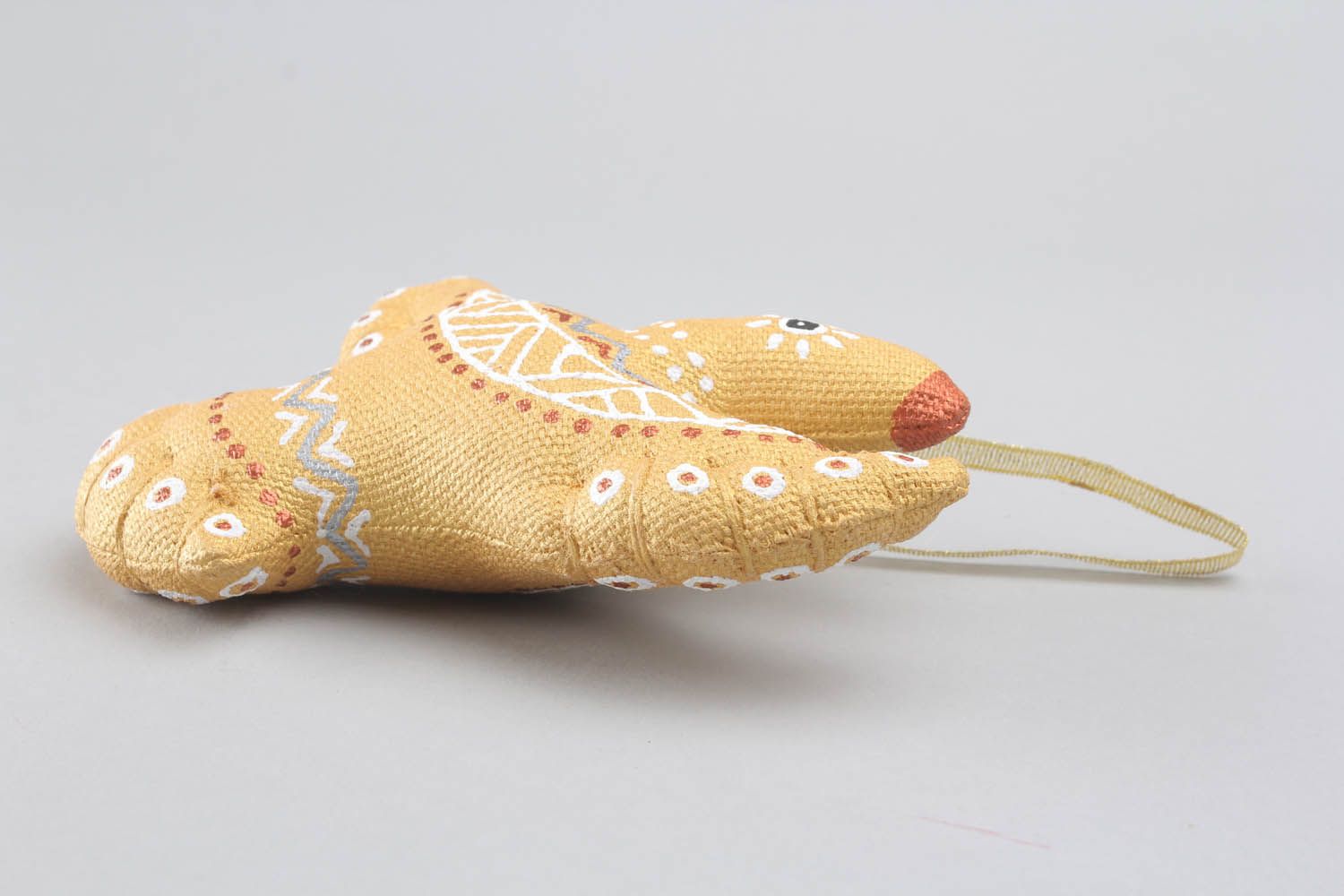 Pingente macio têxtil feito à mão de tecido para decoração do interior de materiais naturais Pássaro do fogo foto 3