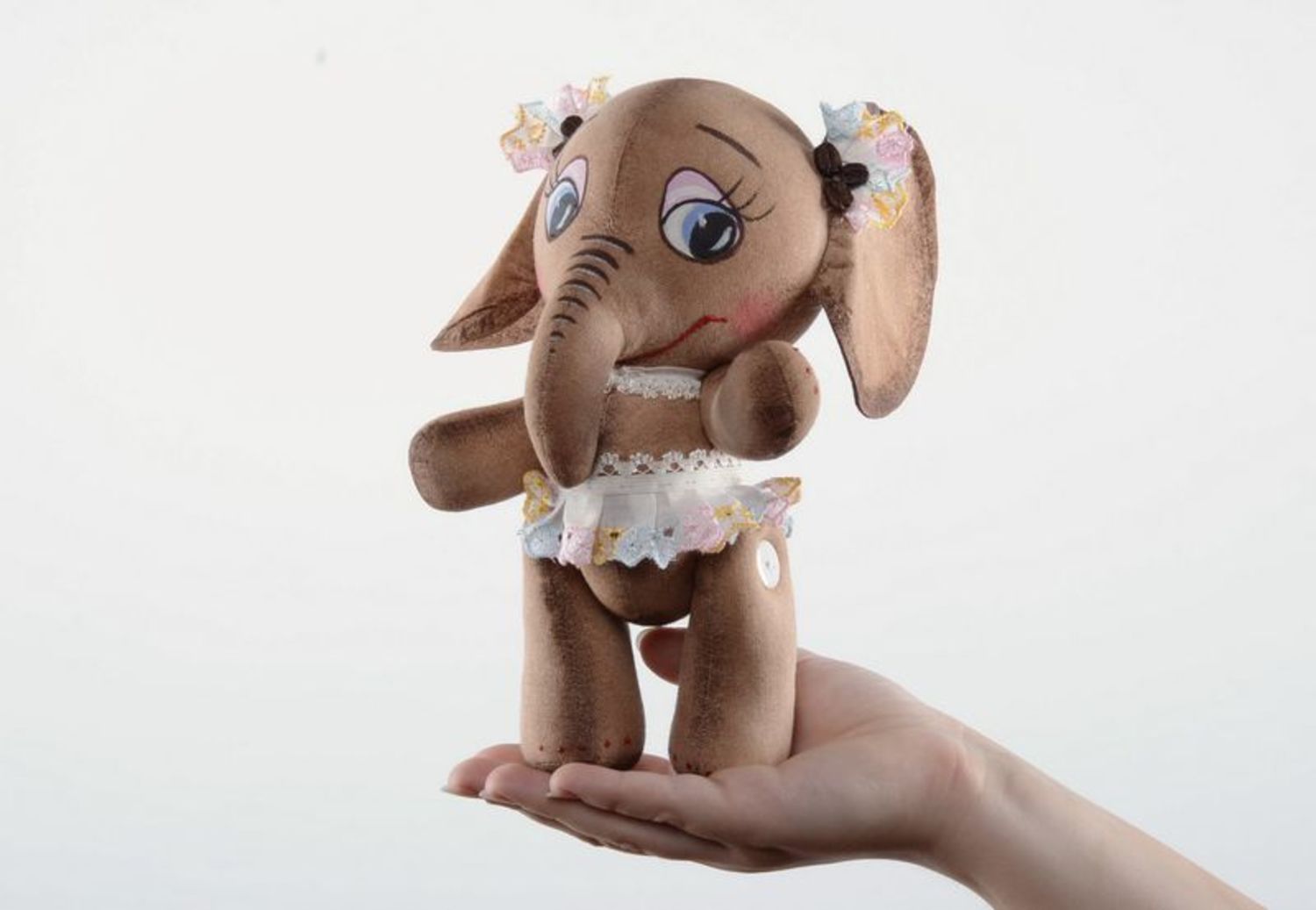Soft toy Tilda doll Elephant in white skirt photo 1