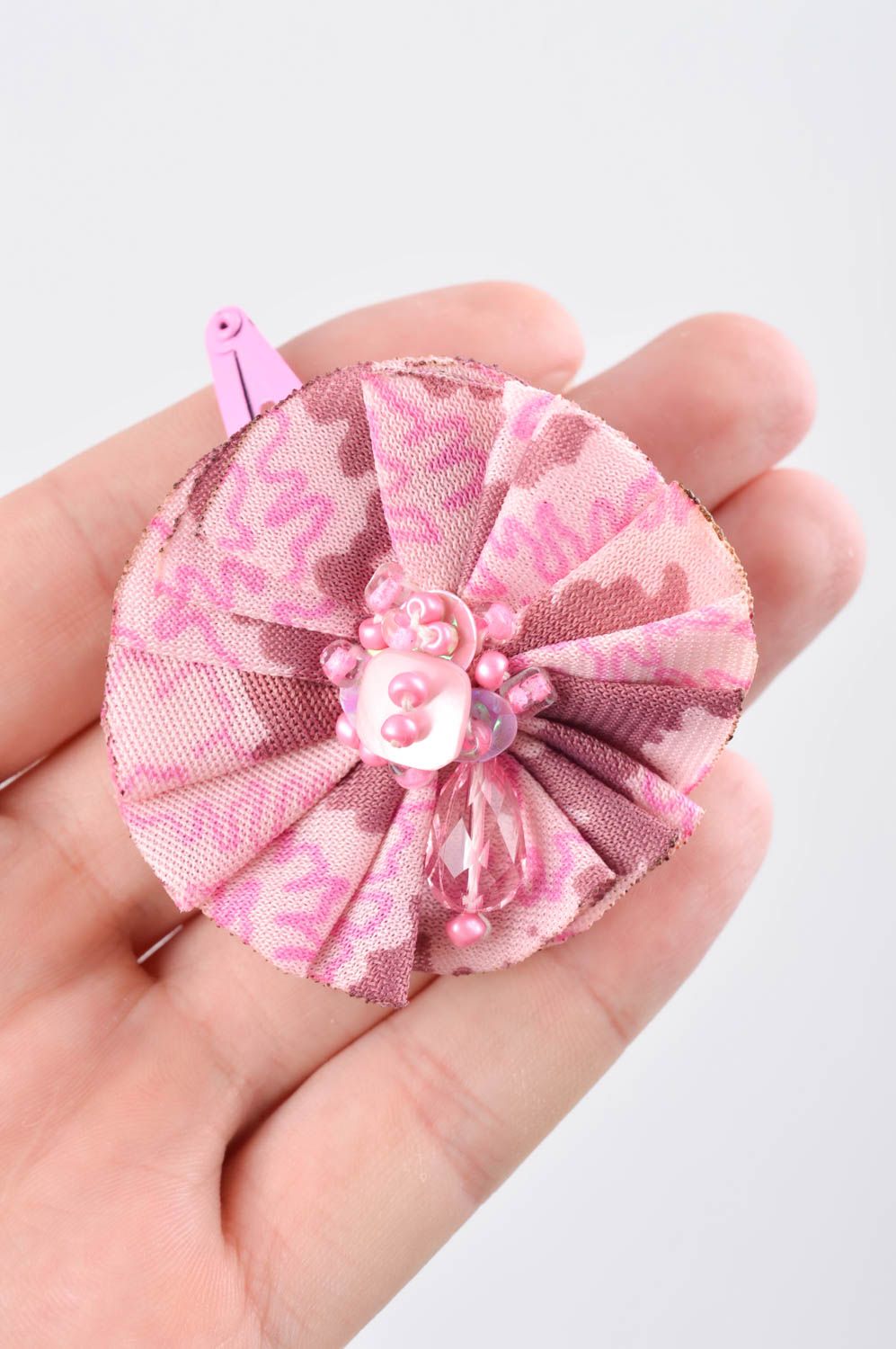 Украшение ручной работы заколка с цветком модная бижутерия розовая воздушная фото 10
