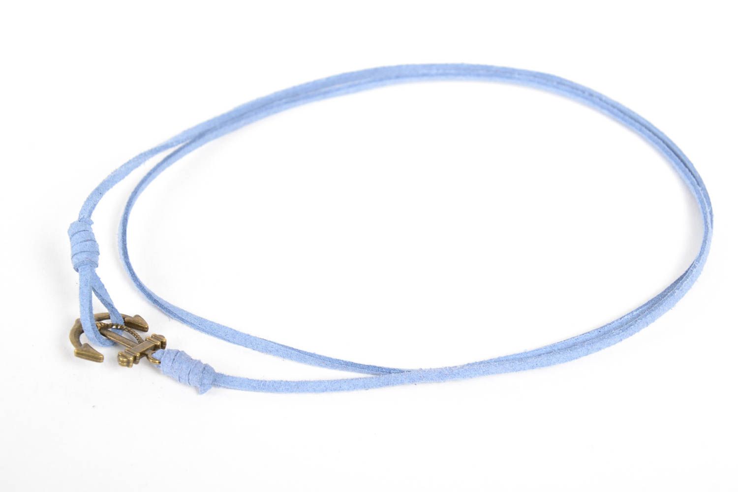 Bracelet daim bleu Bijou fait main ancre métallique style marin Accessoire femme photo 3