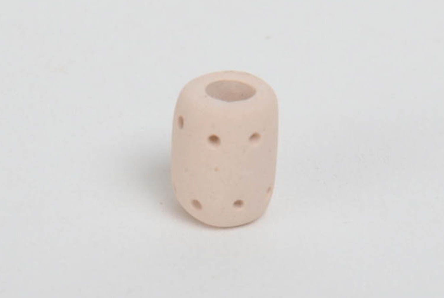 Small cylindric white molded ceramic blank bead for jewelry making photo 4