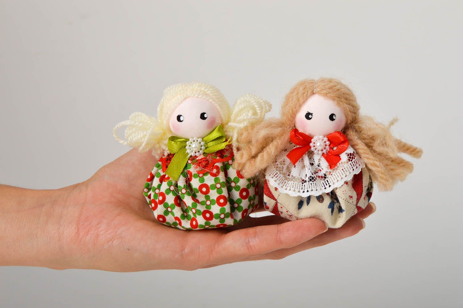 Beautiful handmade rag doll 2 pieces stuffed soft toy small gifts for decor only photo 2
