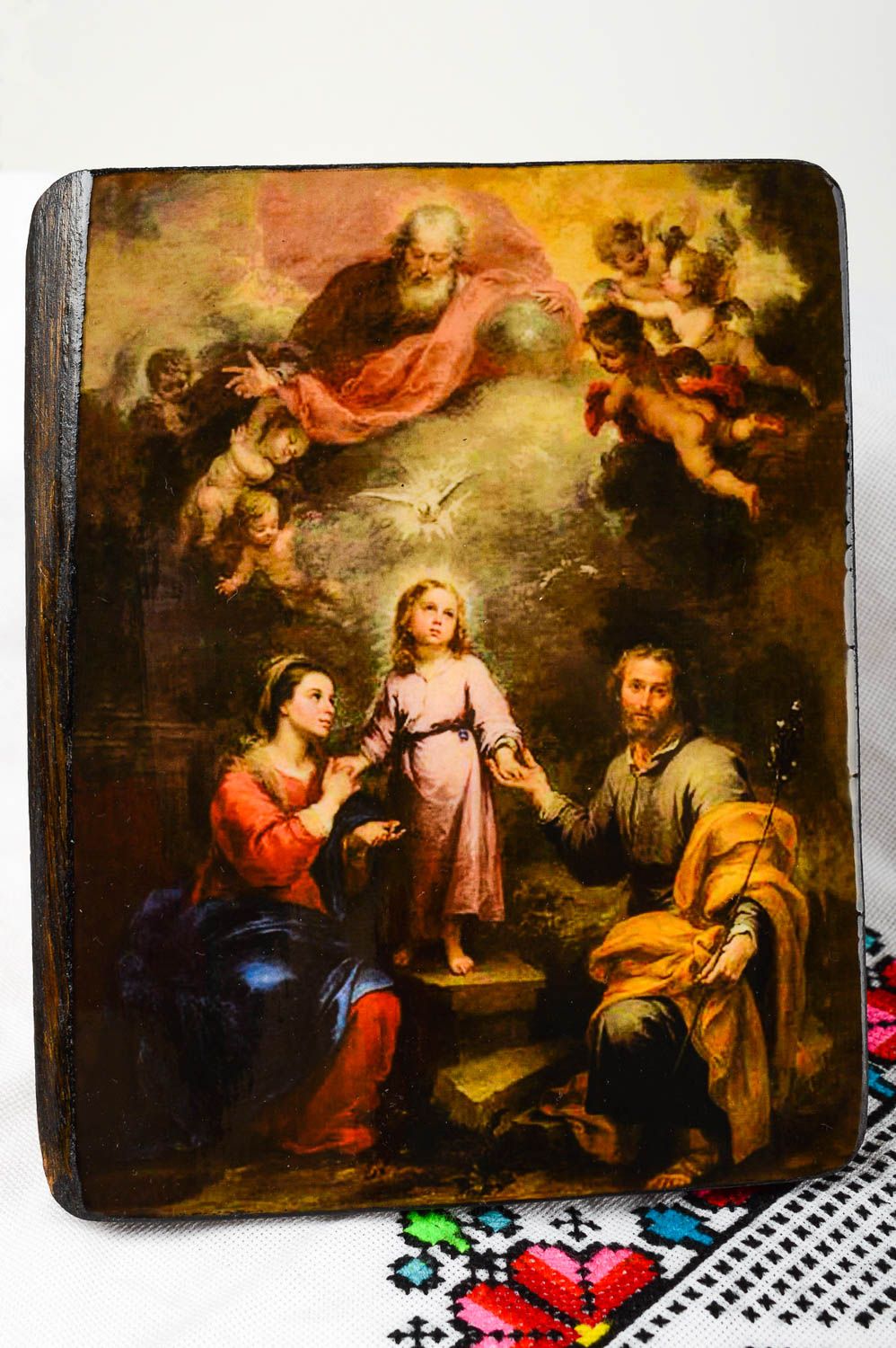 Икона ручной работы деревянное изделие Святое Семейство икона из дерева фото 1