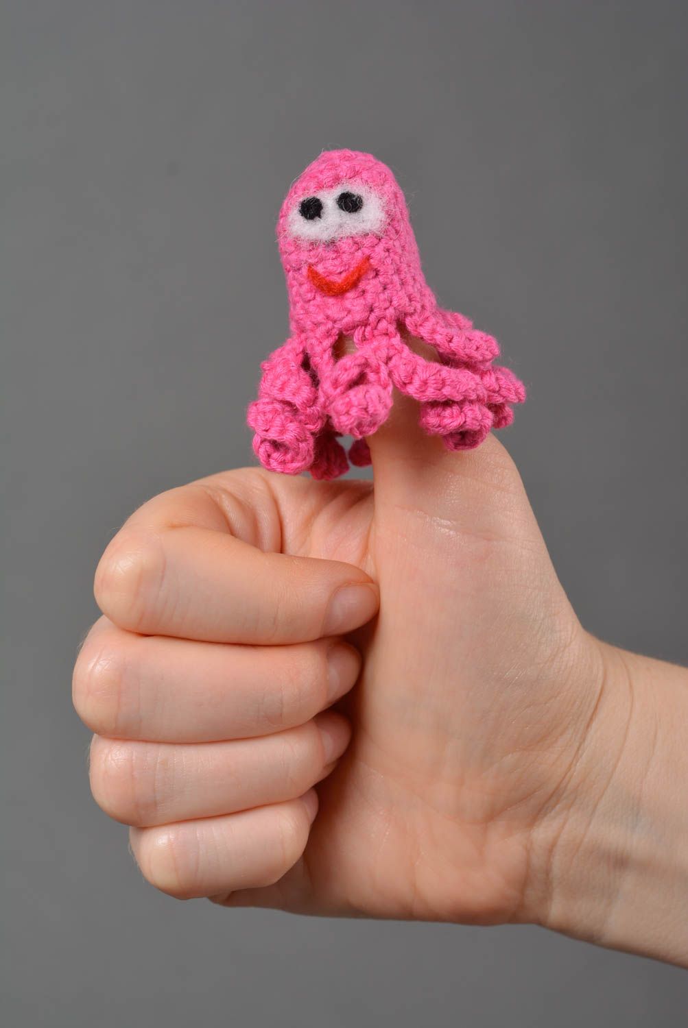 Muñeco tejido hecho a mano para el dedo juguete de peluche regalo original Pulpo foto 3