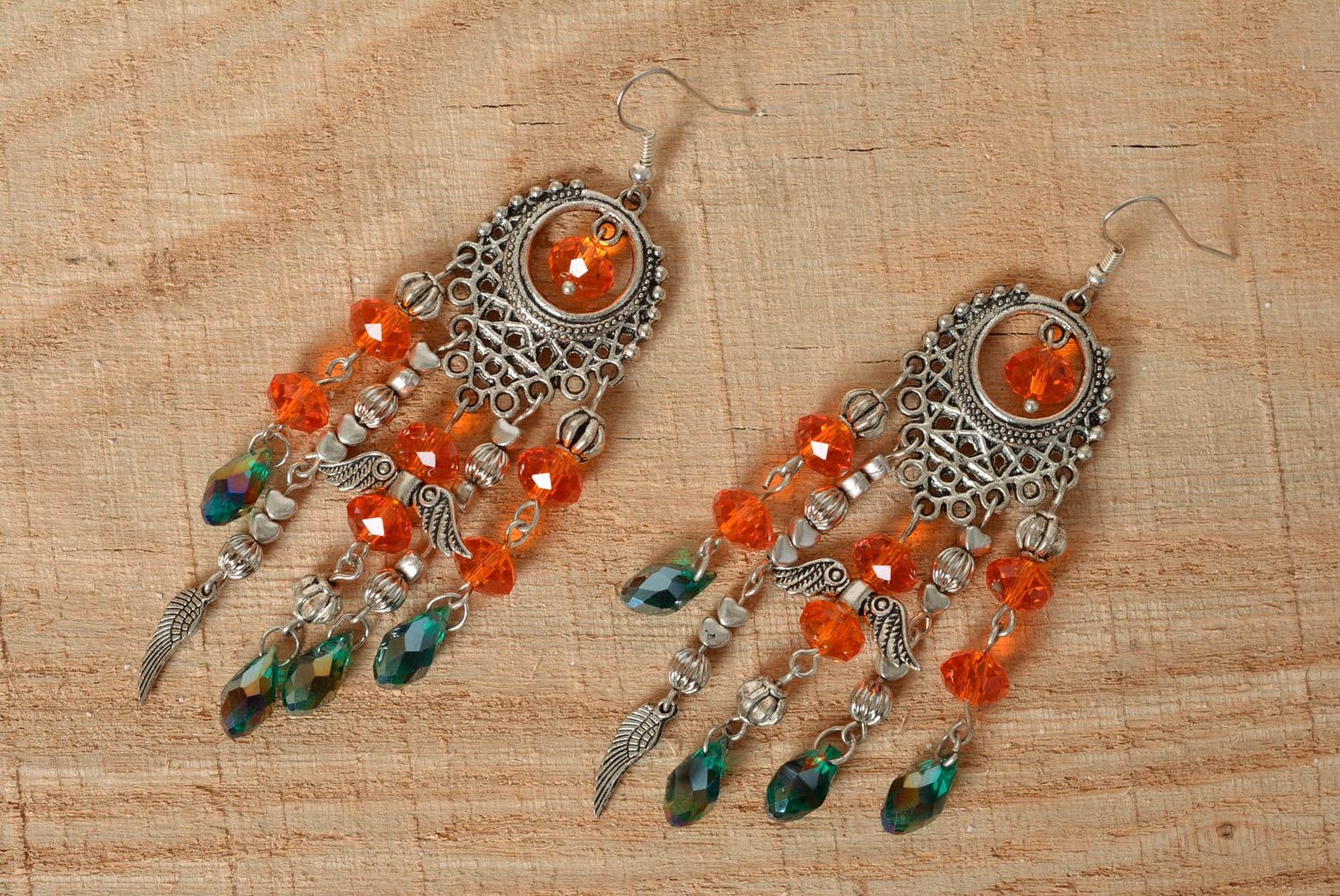 Glass handmade earrings handmade long earrings female stylish gift for women photo 3