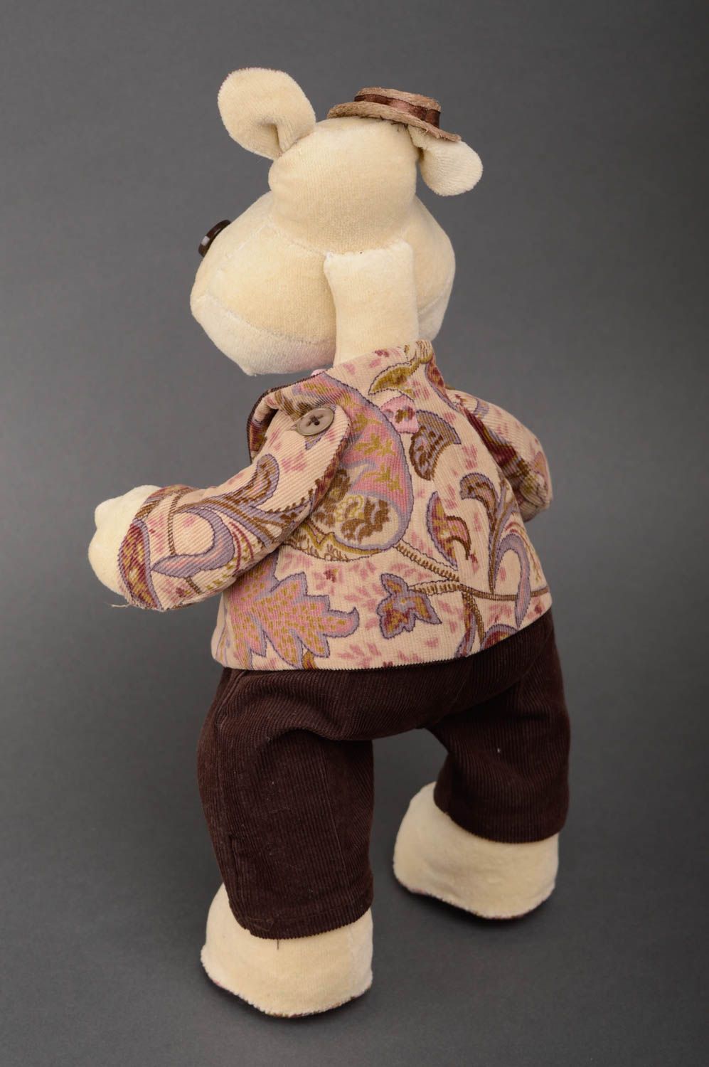 Jouet en tissu hippopotame en coton en costume fait main décoration chambre photo 4