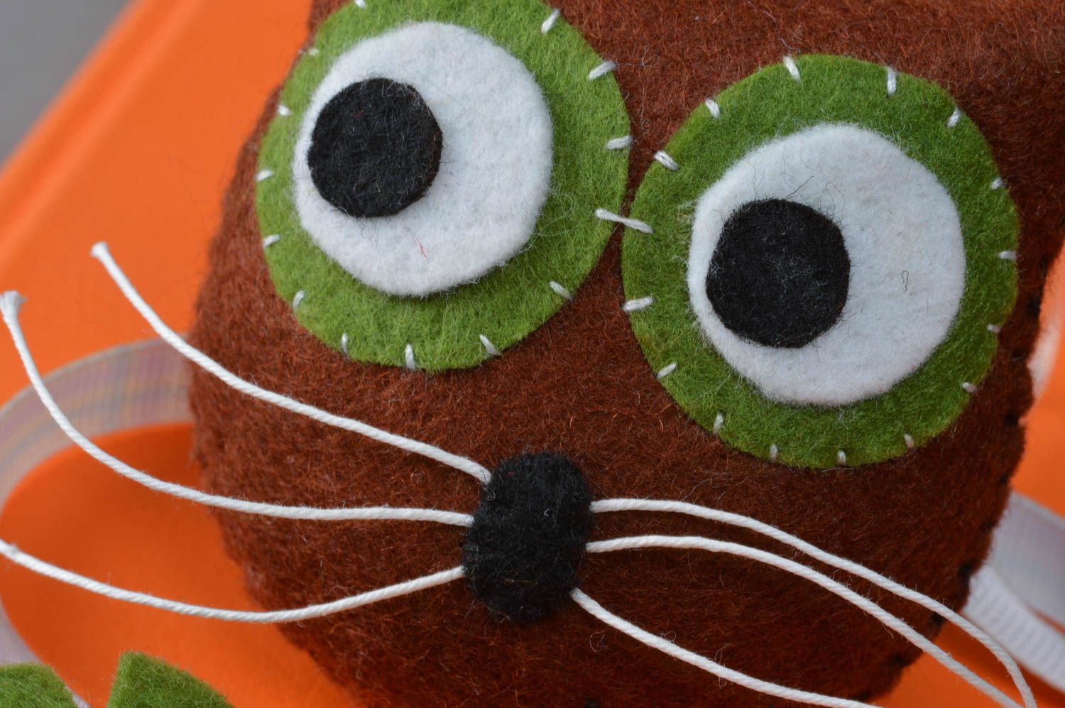 Handmade felt fabric brown toy cat bookmark designer present for children photo 2