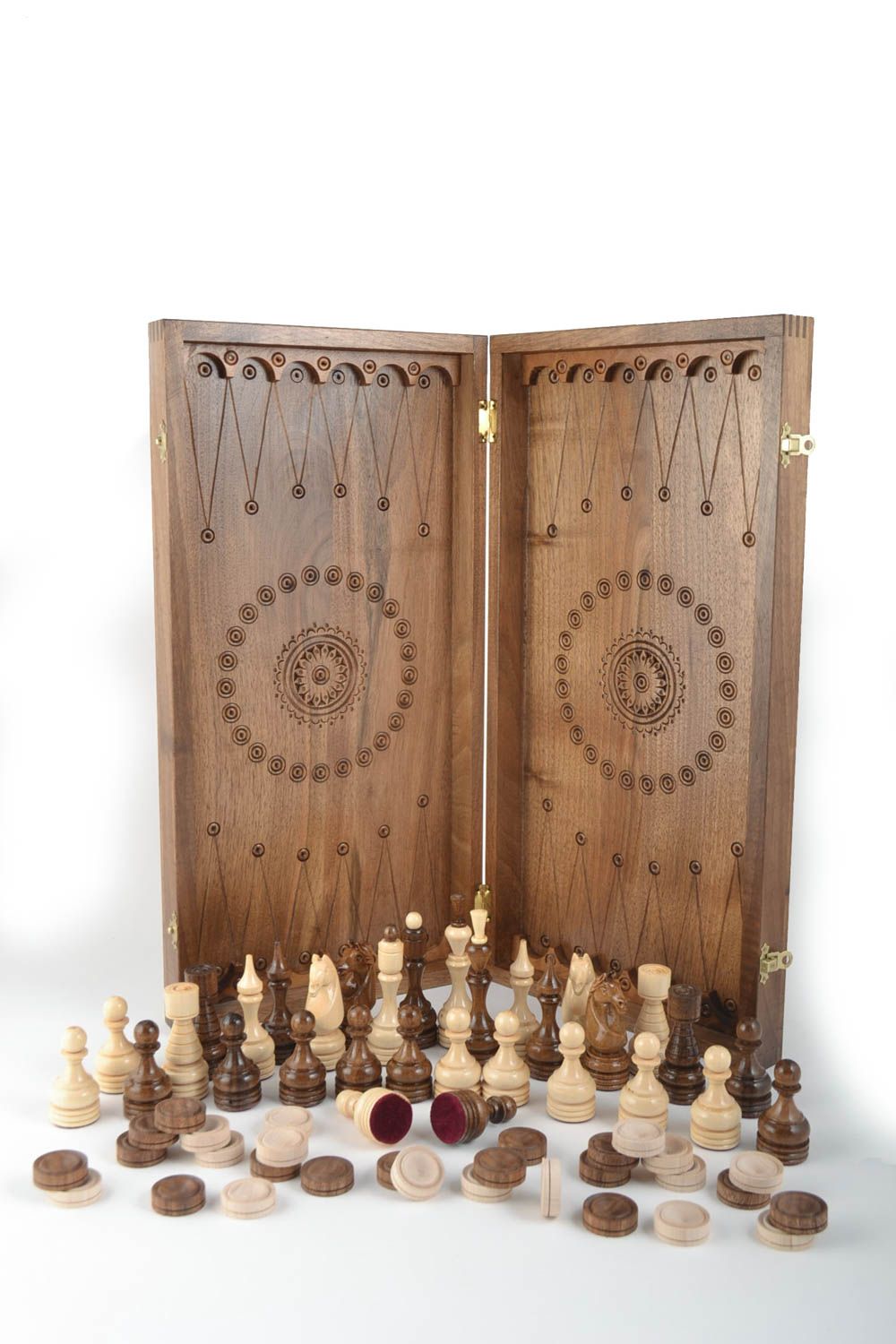 Handmade wooden chess stylish table games present for men cute designer chess photo 2