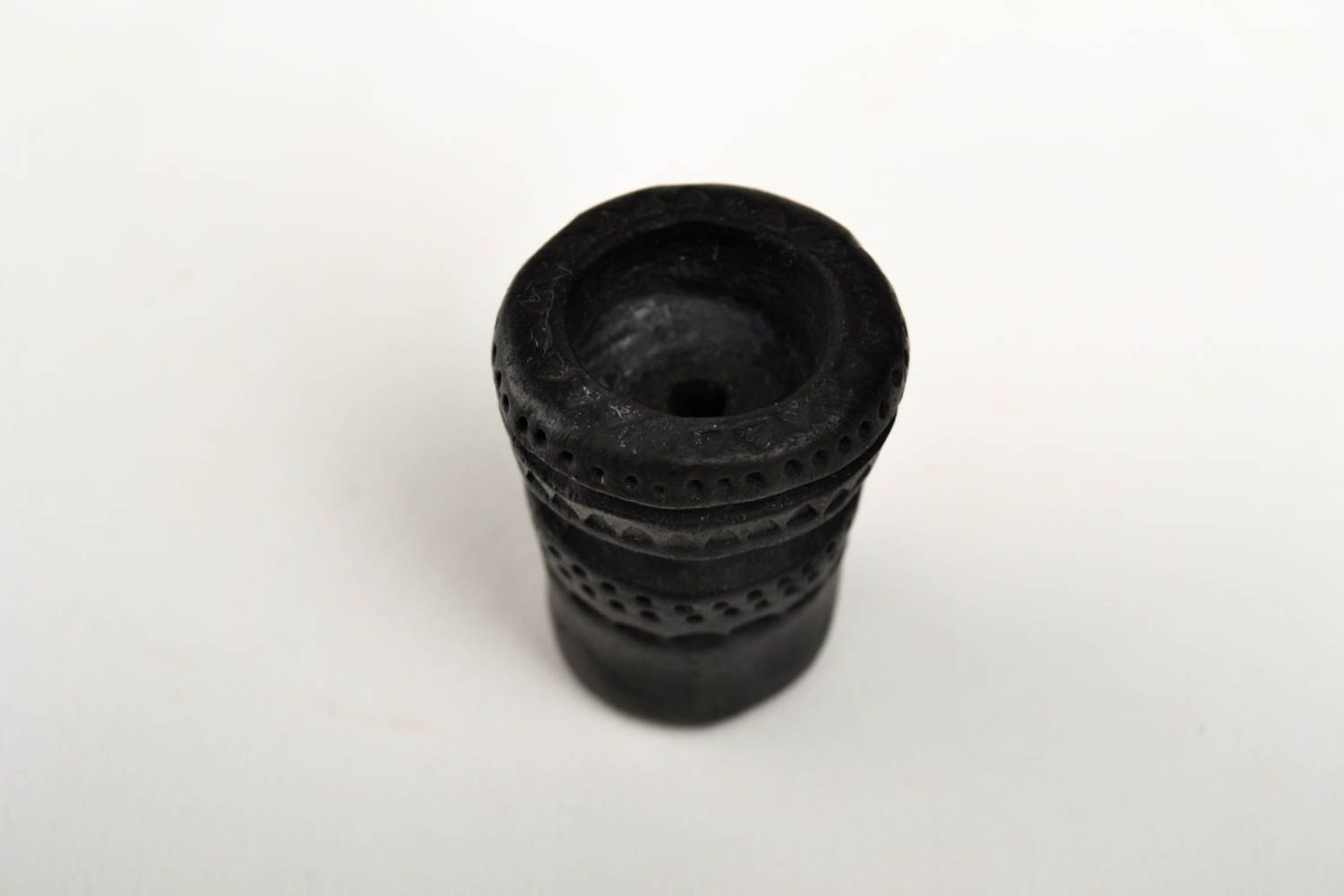 Аксессуар для курения сувенир ручной работы изделие из глины черное авторское фото 3