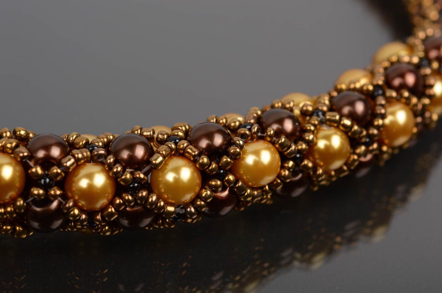 Collier pour femme Bijou fait main marron en perles de rocaille Cadeau femme photo 3