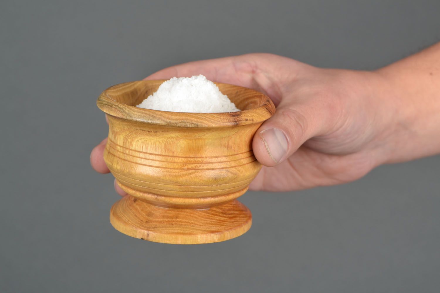 Handmade wooden salt pot photo 2