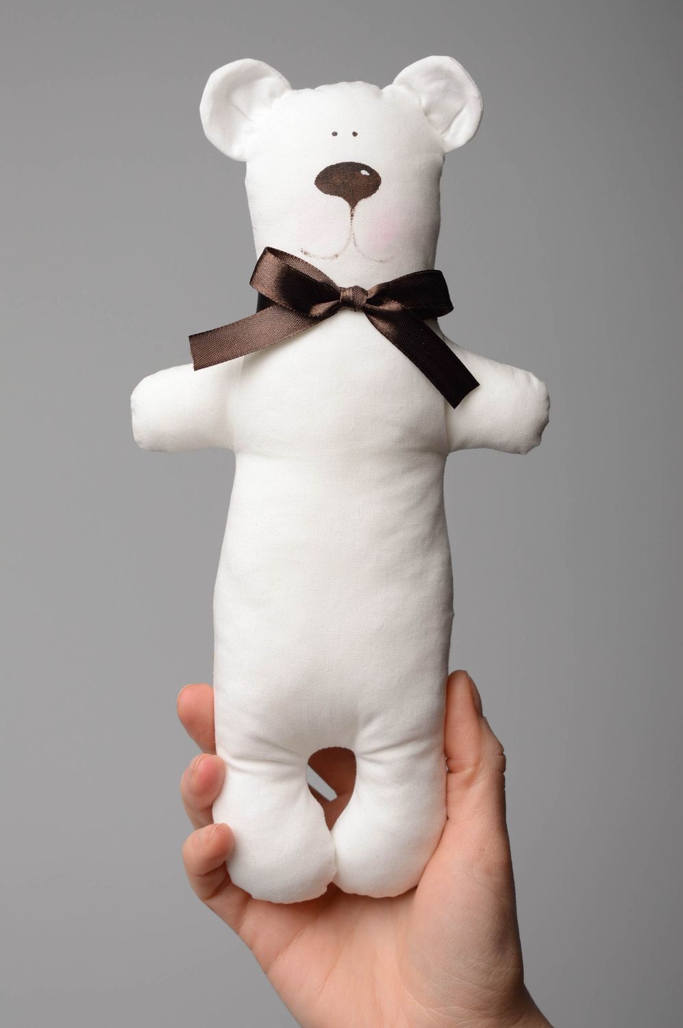 Handmade fabric soft toy with ribbon Bear Gentleman photo 4