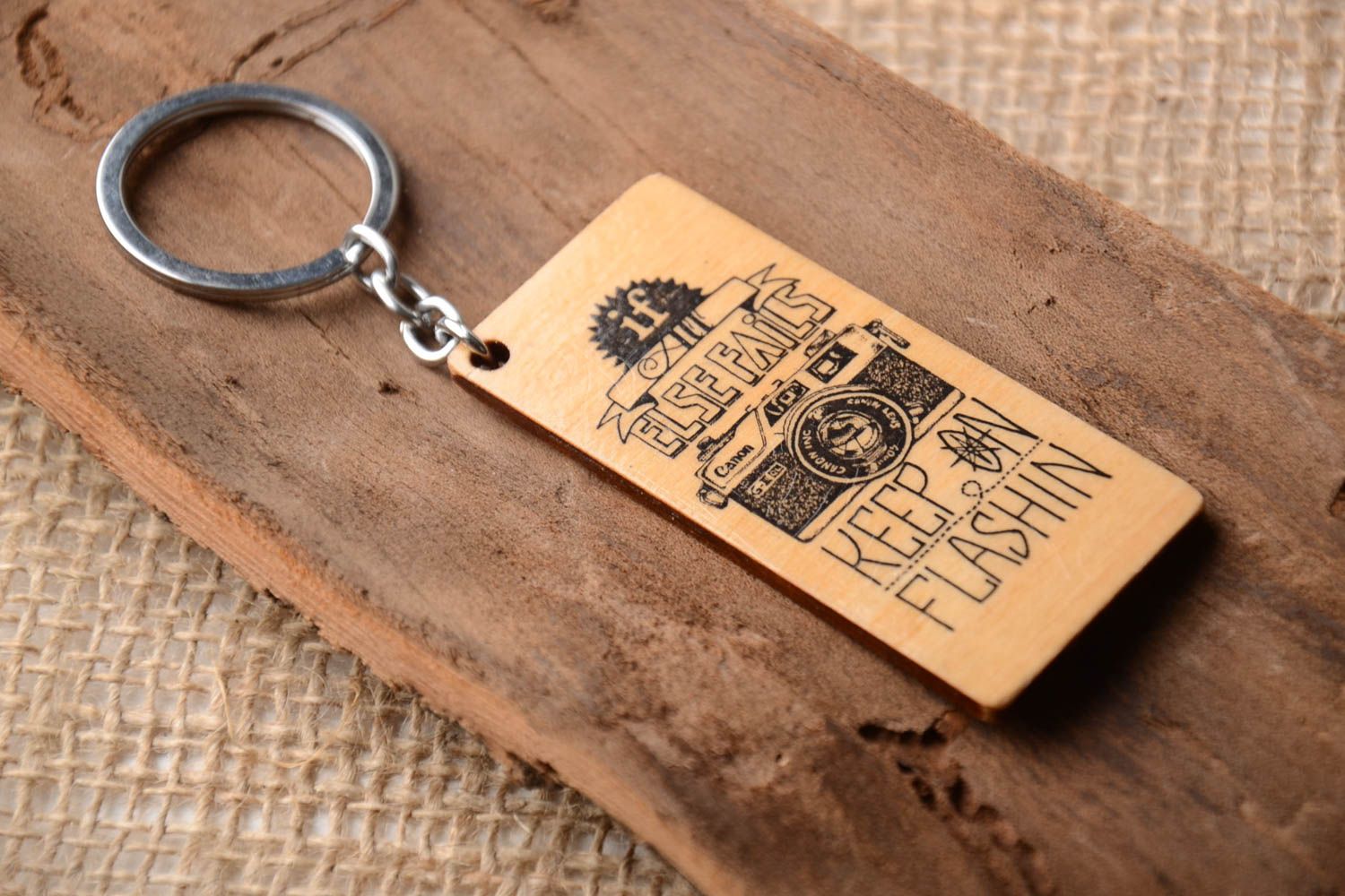 Handmade keychain unusual key accessory designer souvenir wooden keychain photo 1