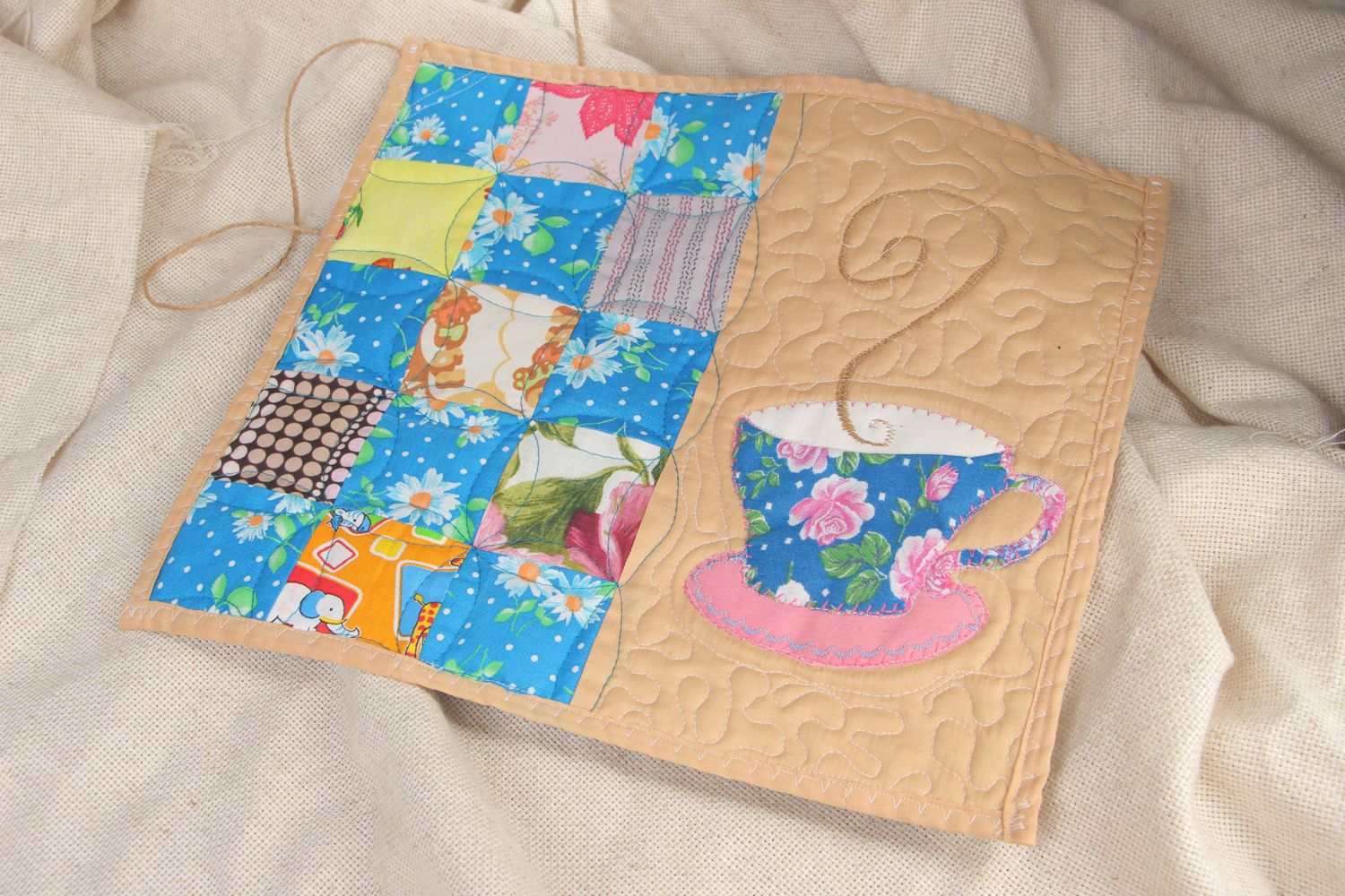 Handmade patchwork fabric napkin  photo 5