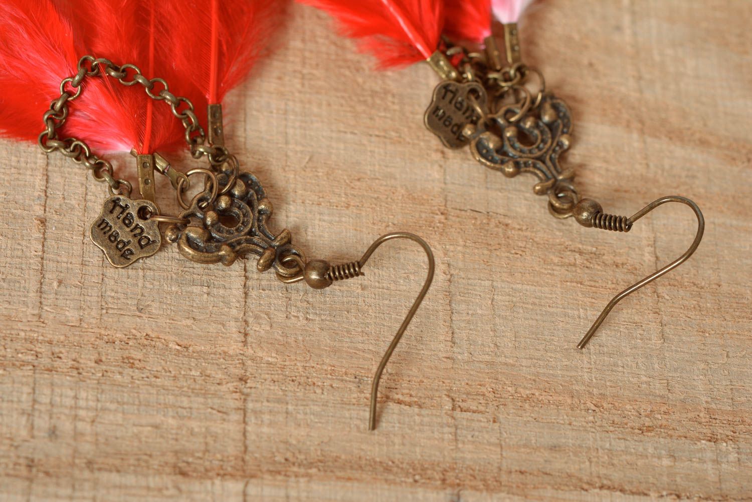 Ohrringe mit Federn handmade Schmuck Ohrringe Damen Schmuck originelle Geschenke foto 4