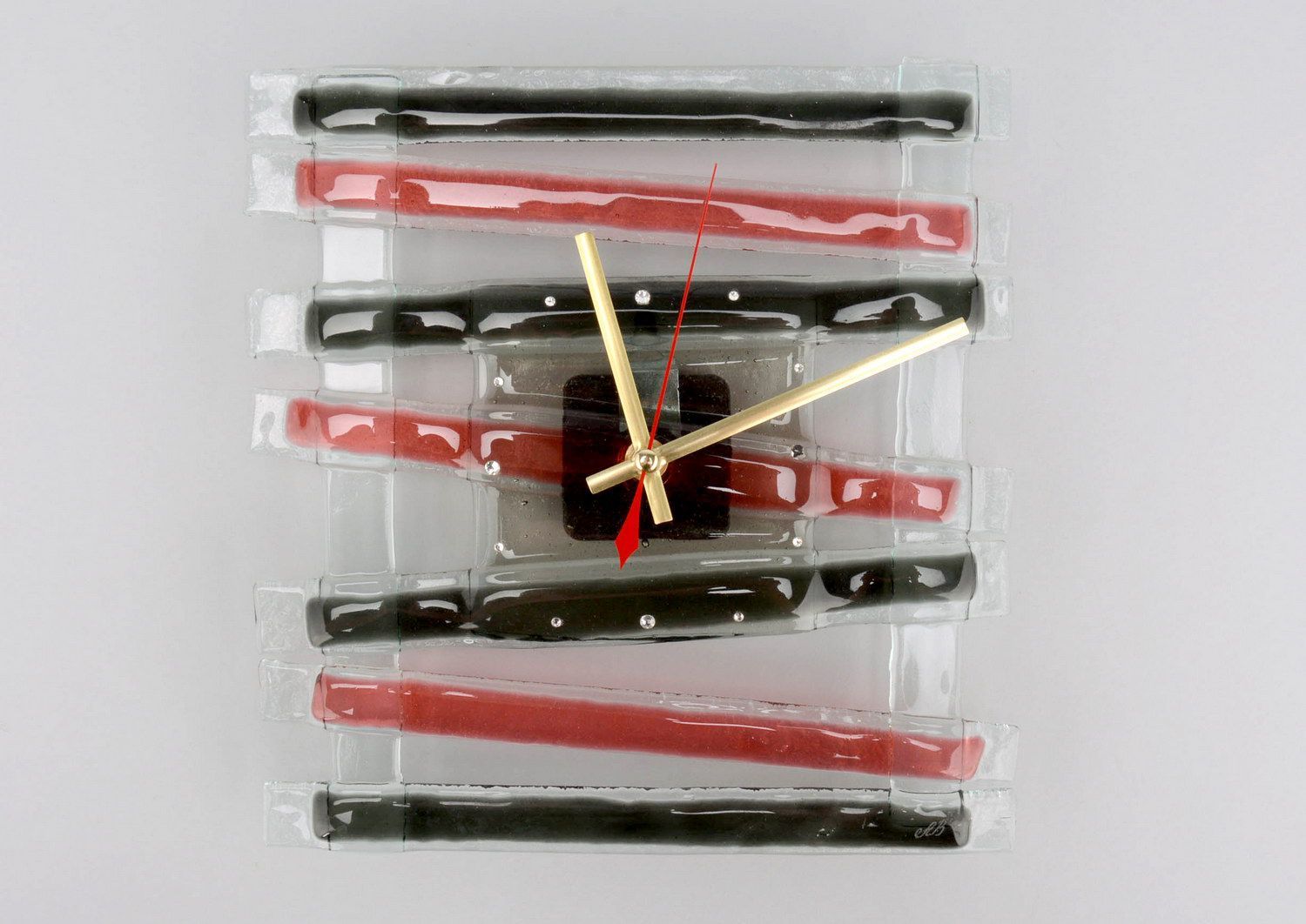 Horloge murale en verre Stendhal technique fusing photo 1