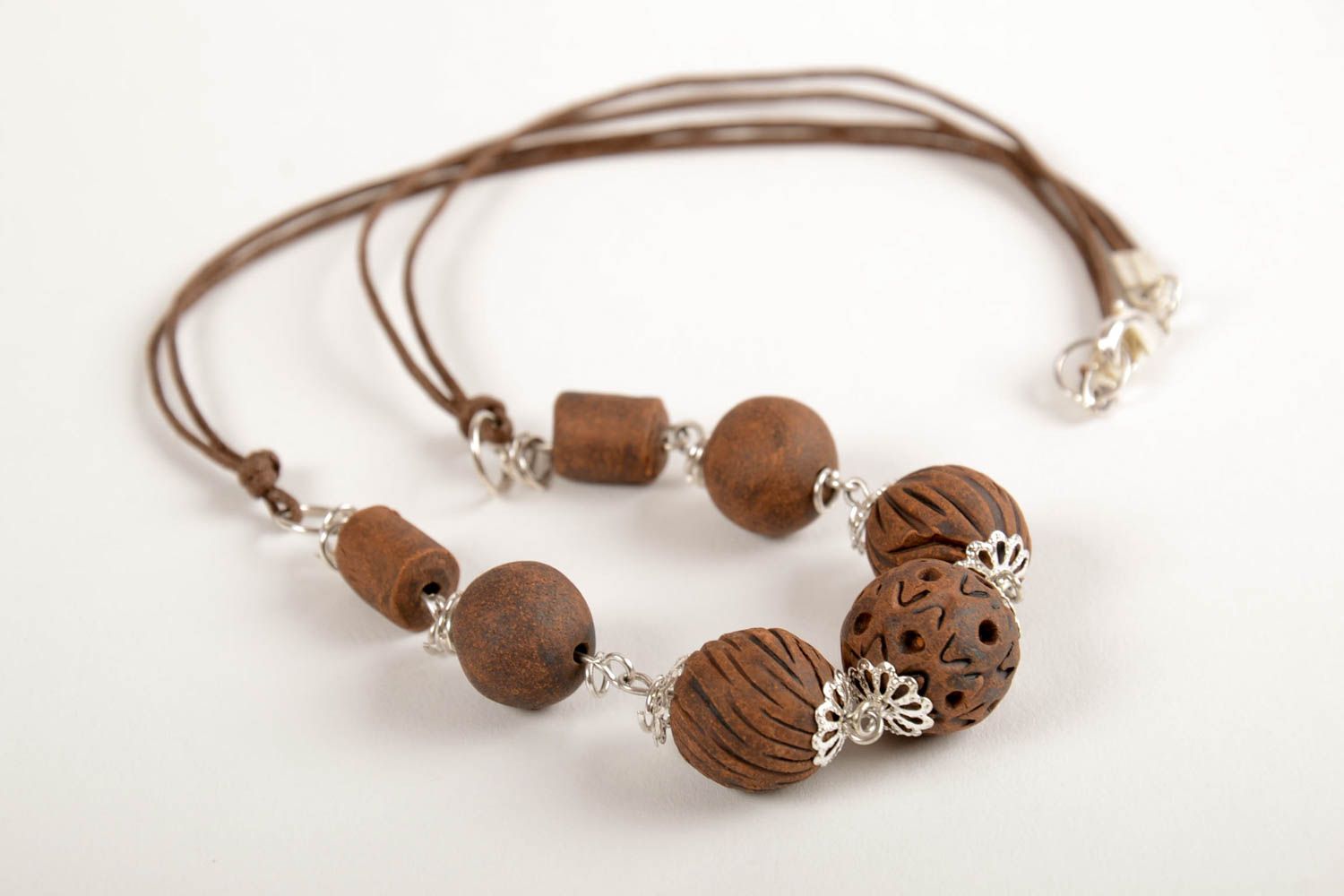 Handmade clay necklace clay jewelry ceramic accessories beaded necklace photo 5