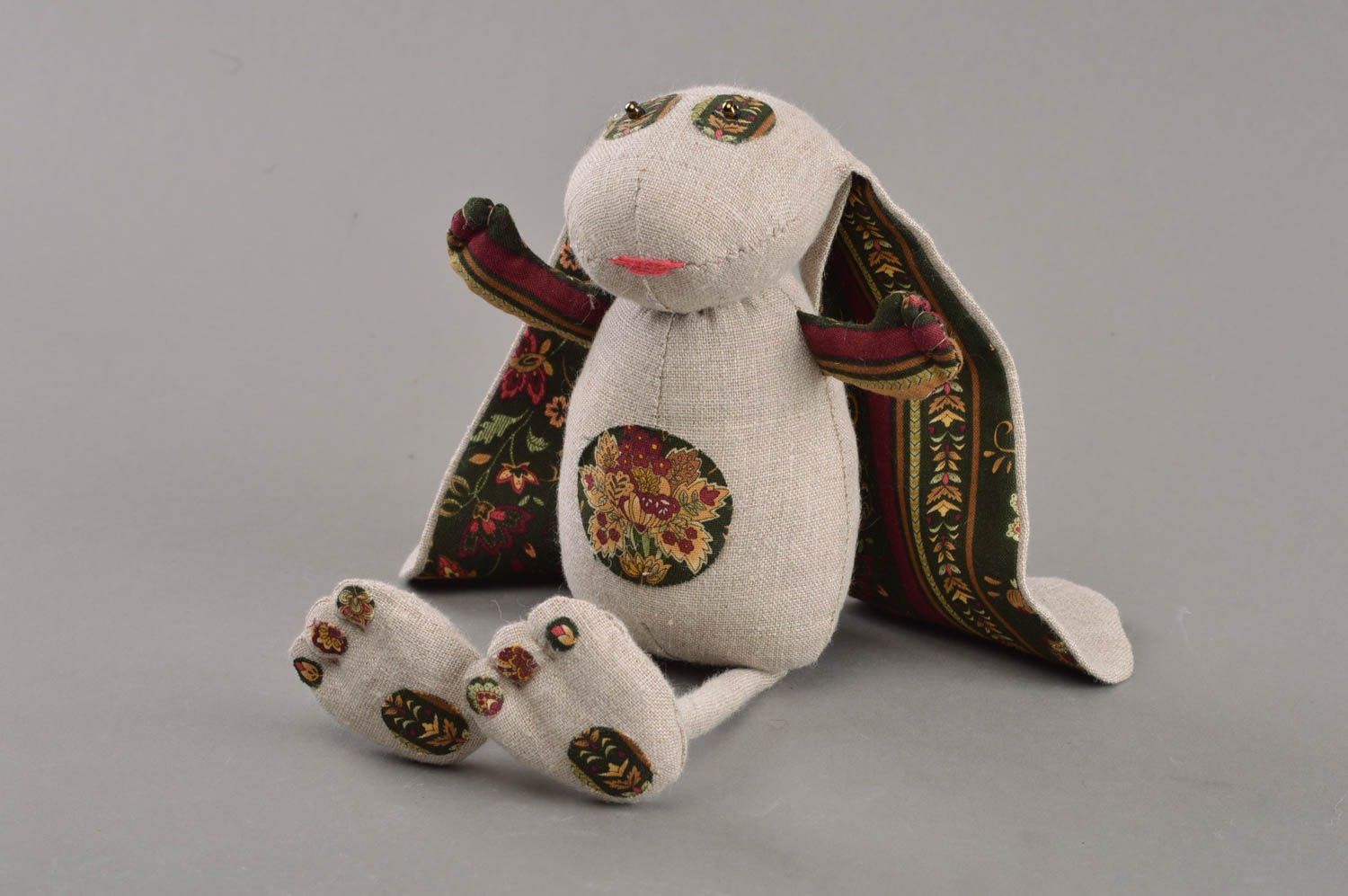 Beautiful handmade children's textile soft toy long hared hare home decor photo 1