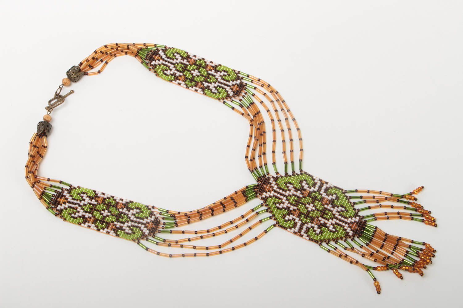 Handmade massive gerdan designer beaded necklace cute unusual accessory photo 2