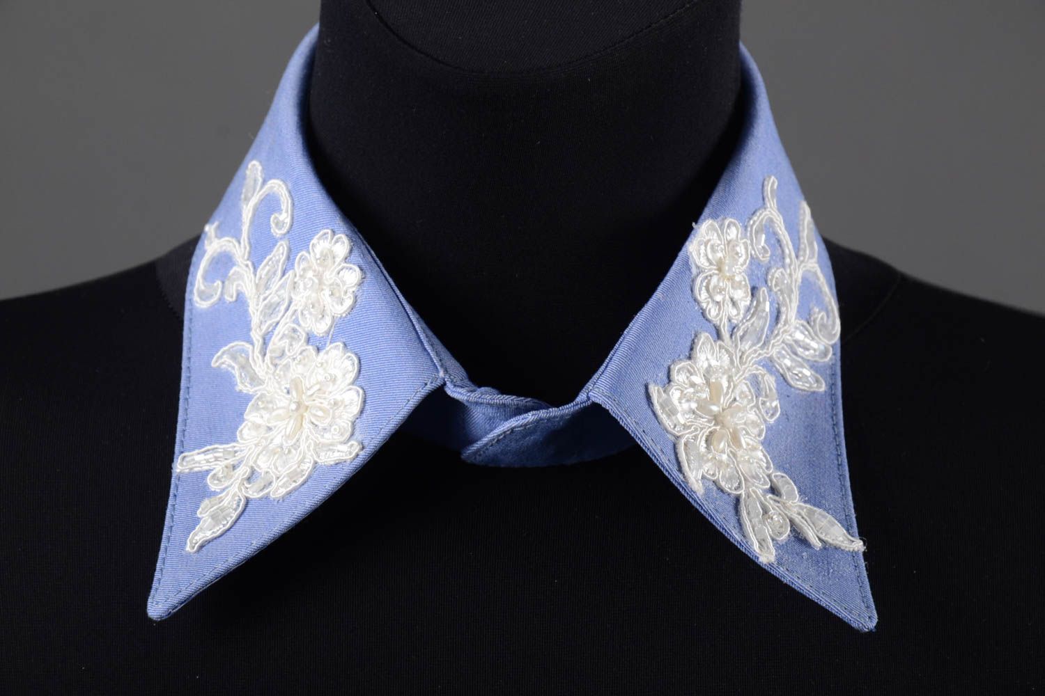 Handmade abnehmbarer Kragen Mode Schmuck Accessoire für Frauen blau weiß foto 1