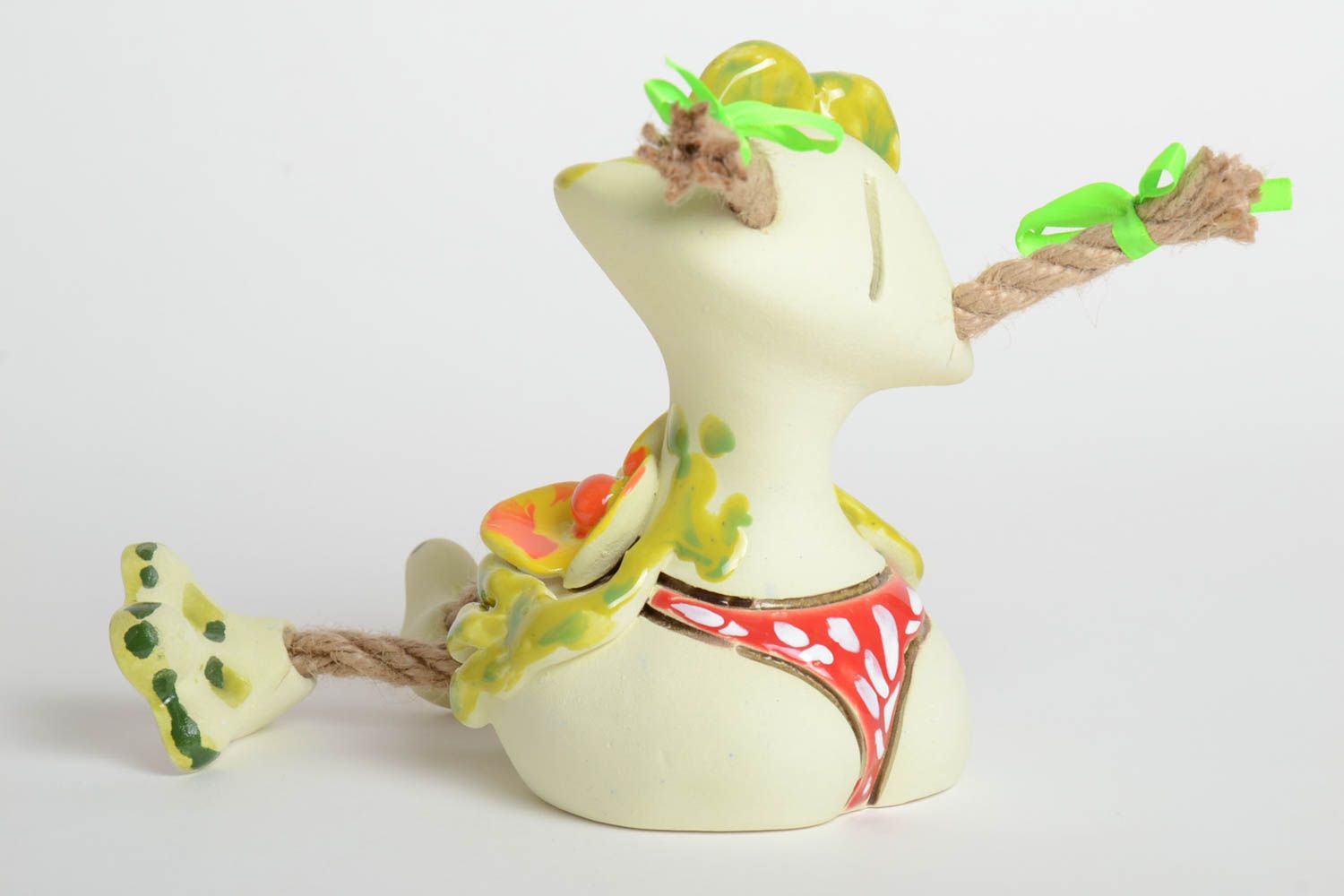 Tirelire céramique faite main Figurine grenouille peinte Cadeau original photo 5