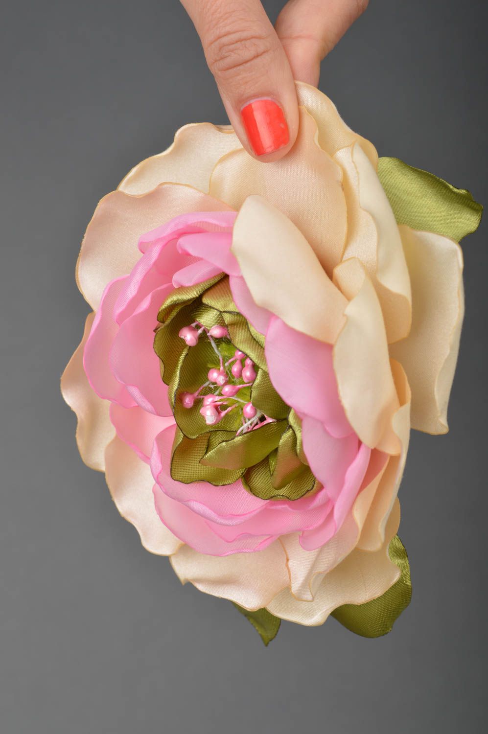 Broche fleur fait main Broche tissu Accessoire femme satin feutrine design photo 3