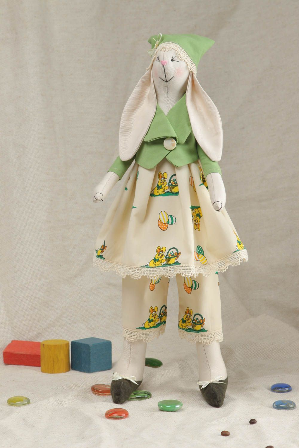 Handmade fabric soft toy Rabbit photo 5