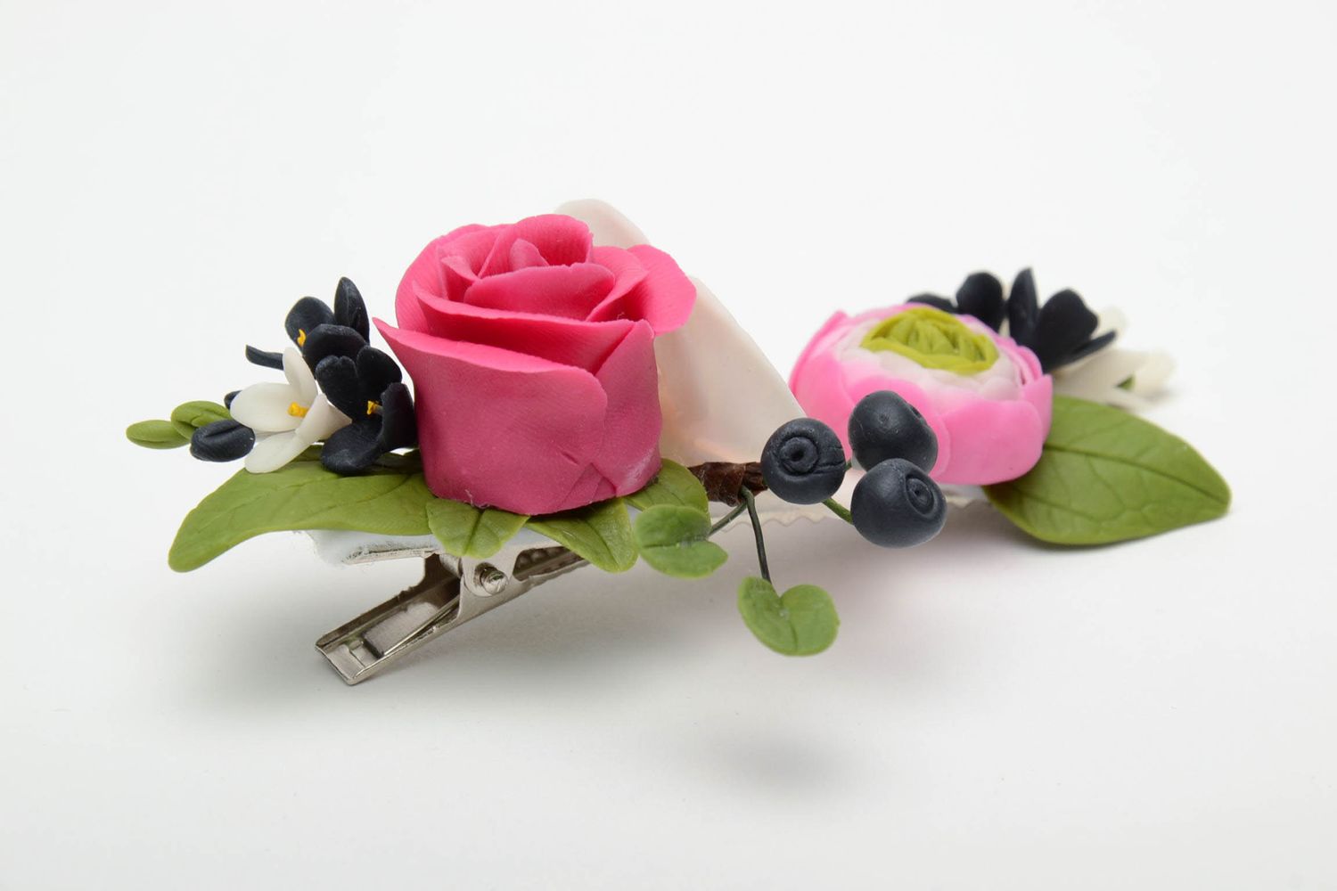 Polymer Haarspange mit Blumen Zärtlichkeit foto 3