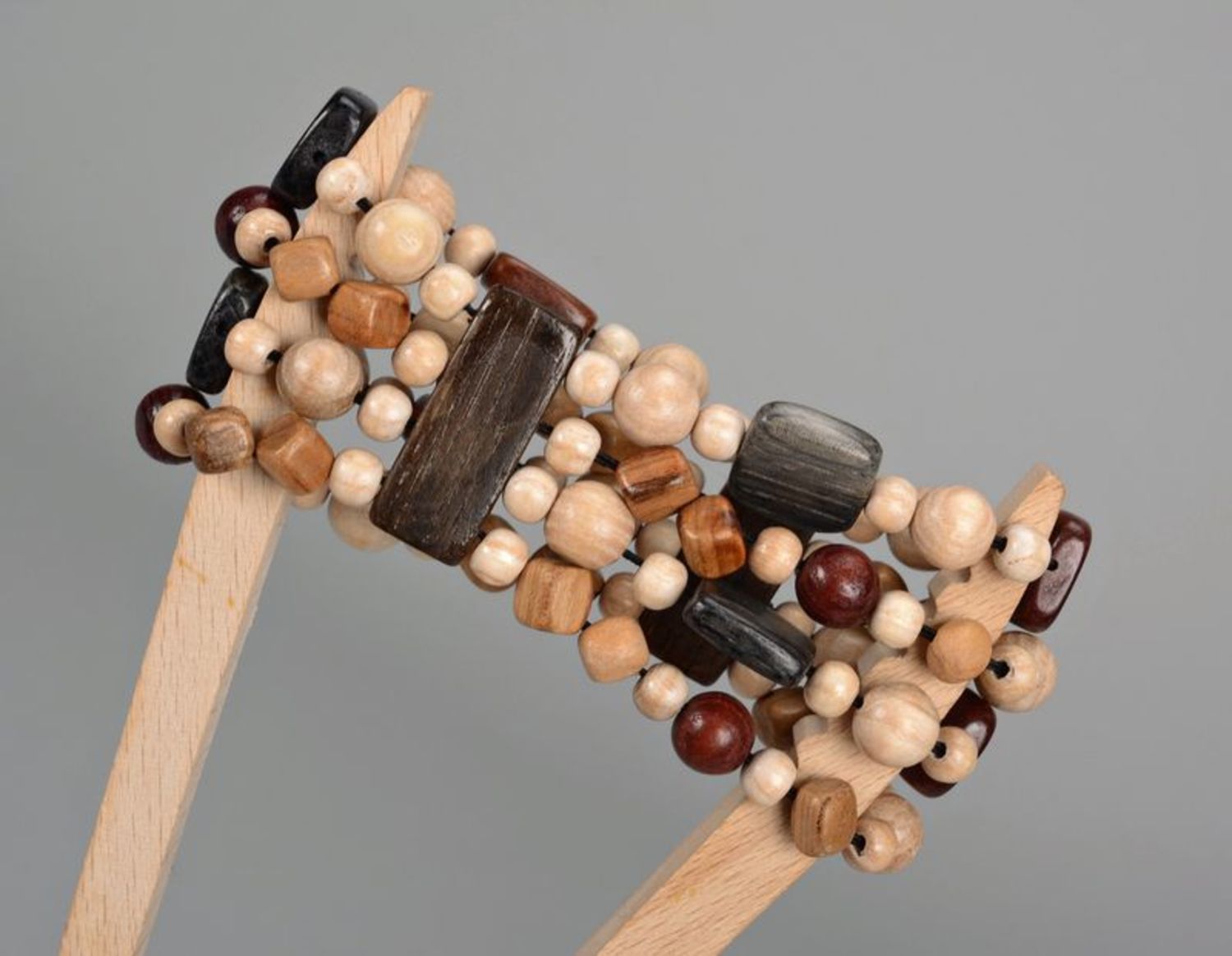 Wooden multirow wrist bracelet  photo 3