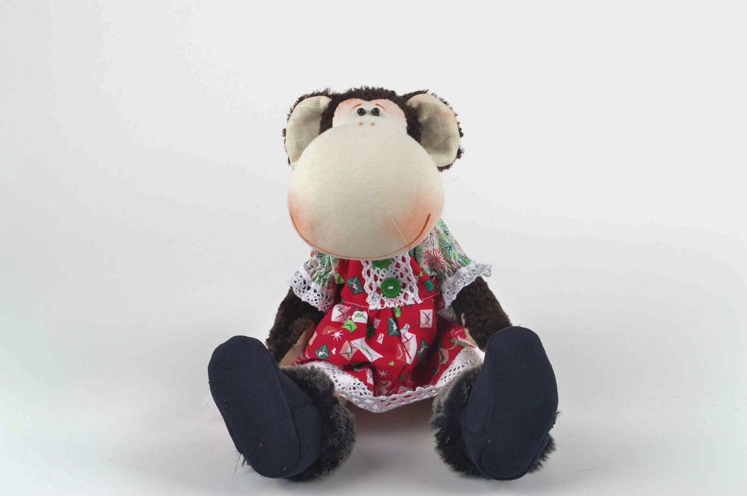 Peluche singe faite main Jouet en tissu de lin Cadeau pour enfant original photo 5