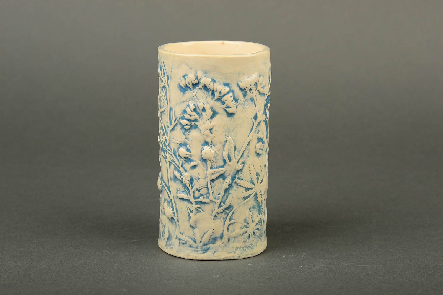 Handgefertigt Becher aus Ton Keramik Geschirr Küchen Deko in Weiß schön foto 1