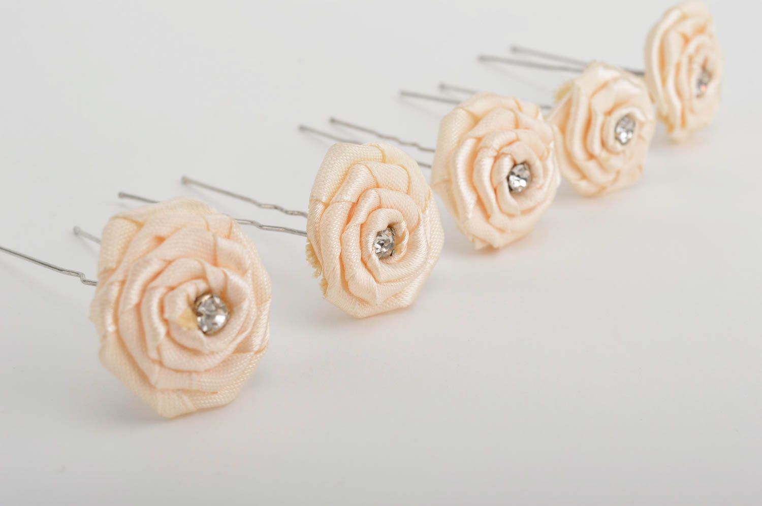 Beautiful handmade flower hairpin wedding hairpins 5 pieces elegant hair photo 4