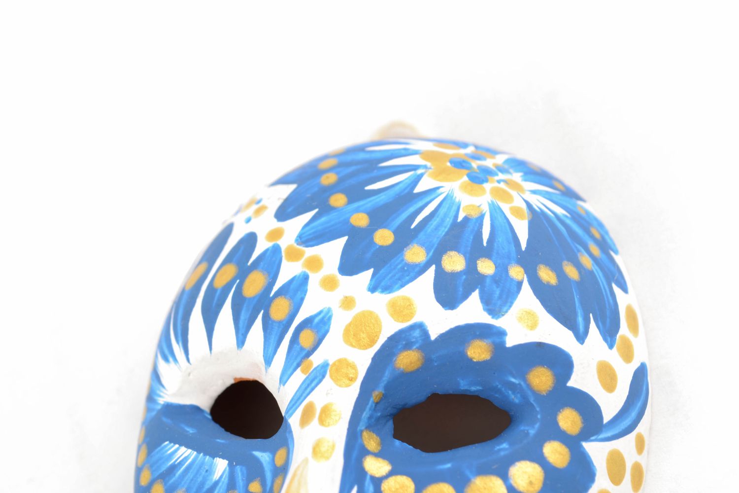 Maschera in ceramica piccola fatta a mano dipinta souvenir originale da parete  foto 3