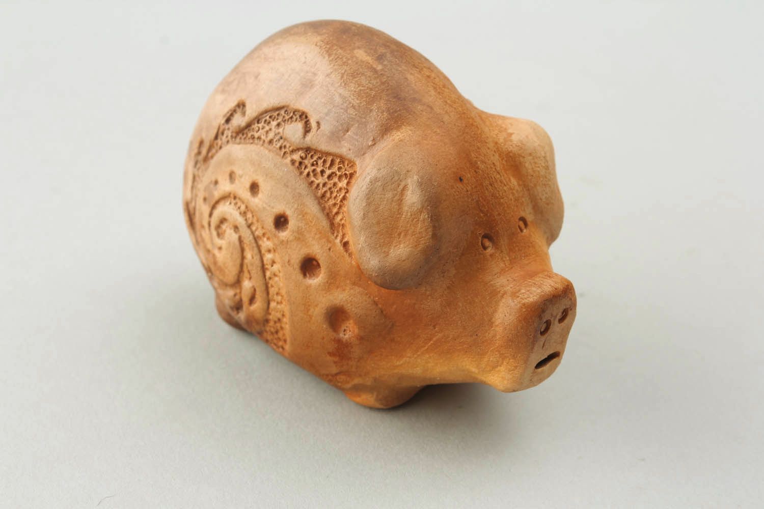Sifflet en céramique en forme de cochon fait main photo 1