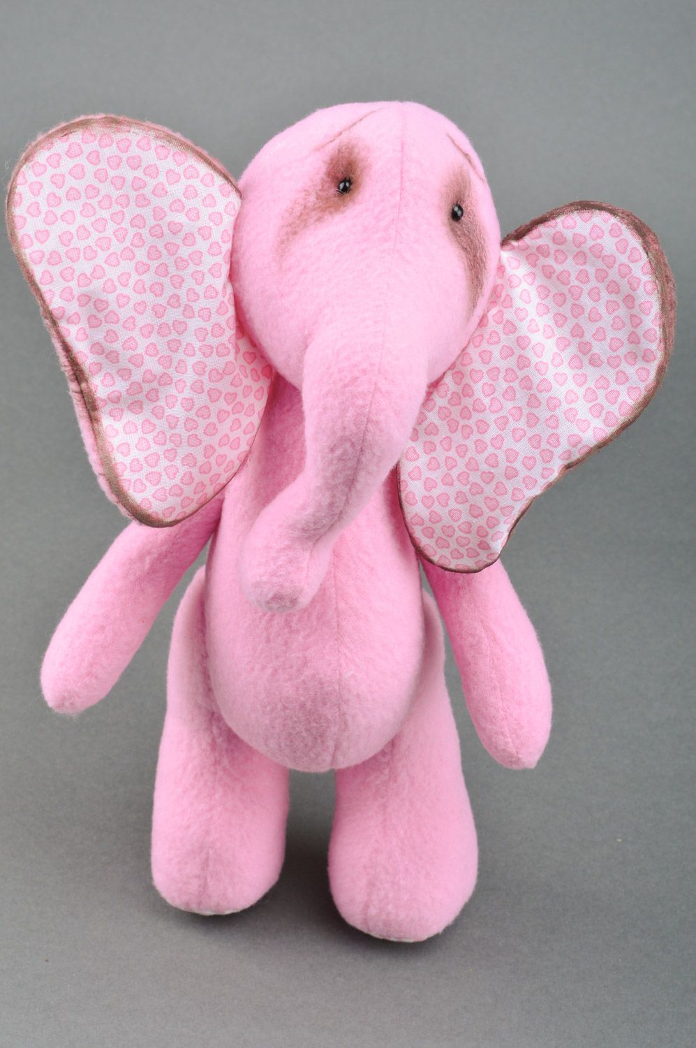 Мягкая игрушка ручной работы в виде розового слона текстильная мягкая веселая фото 2