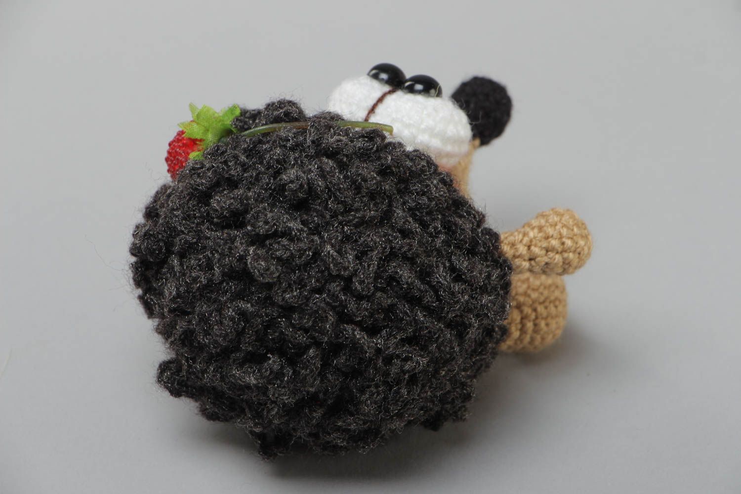 Handmade crocheted acrylic toy brown cute hedgehog present for children photo 4