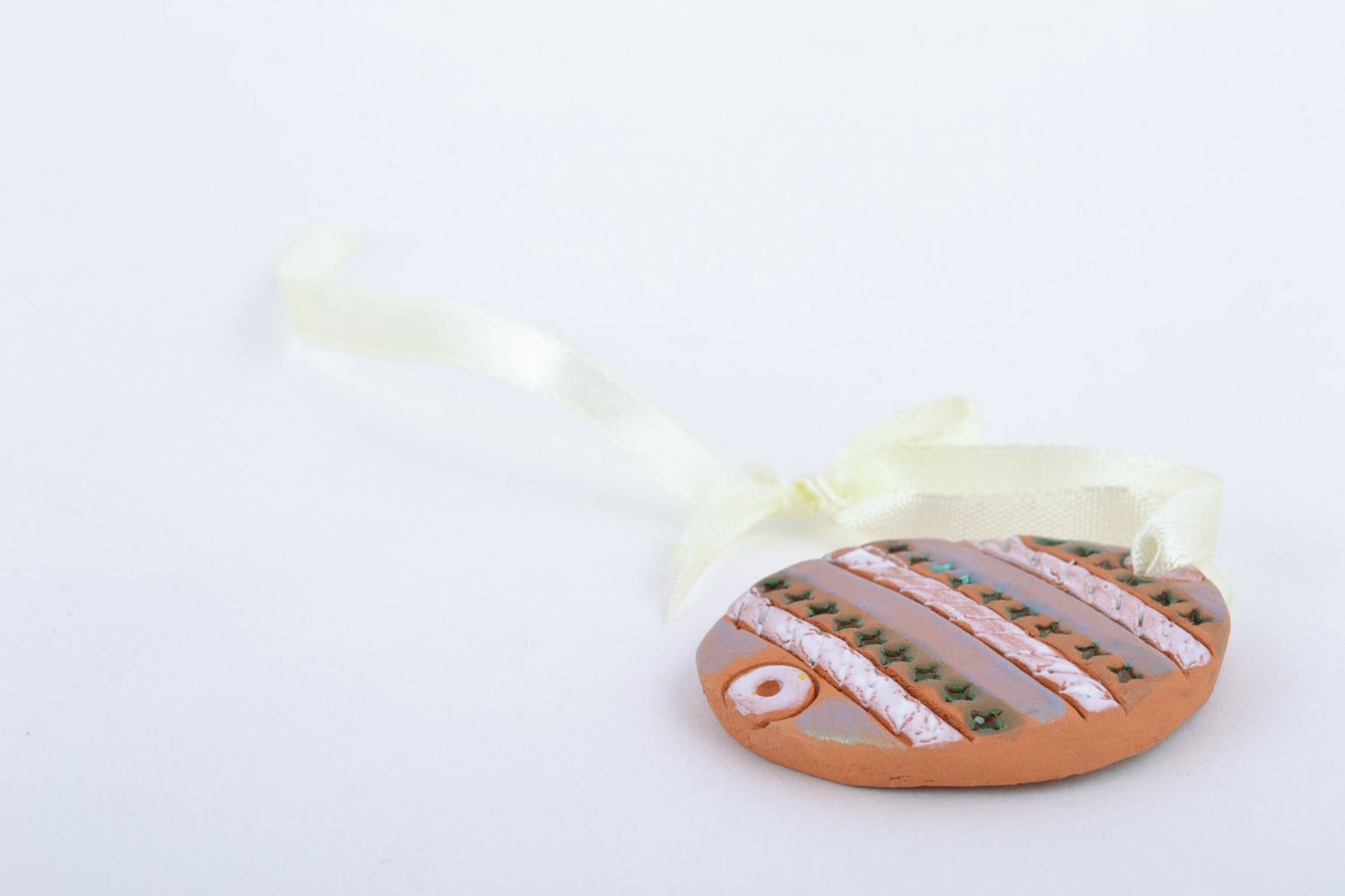 Colgante artesanal de arcilla con forma de huevo de Pascua original decorativo foto 5