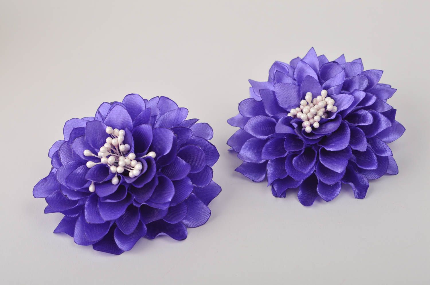 Handmade hair decorations jewelry set 2 flower hair clips flowers for hair photo 2