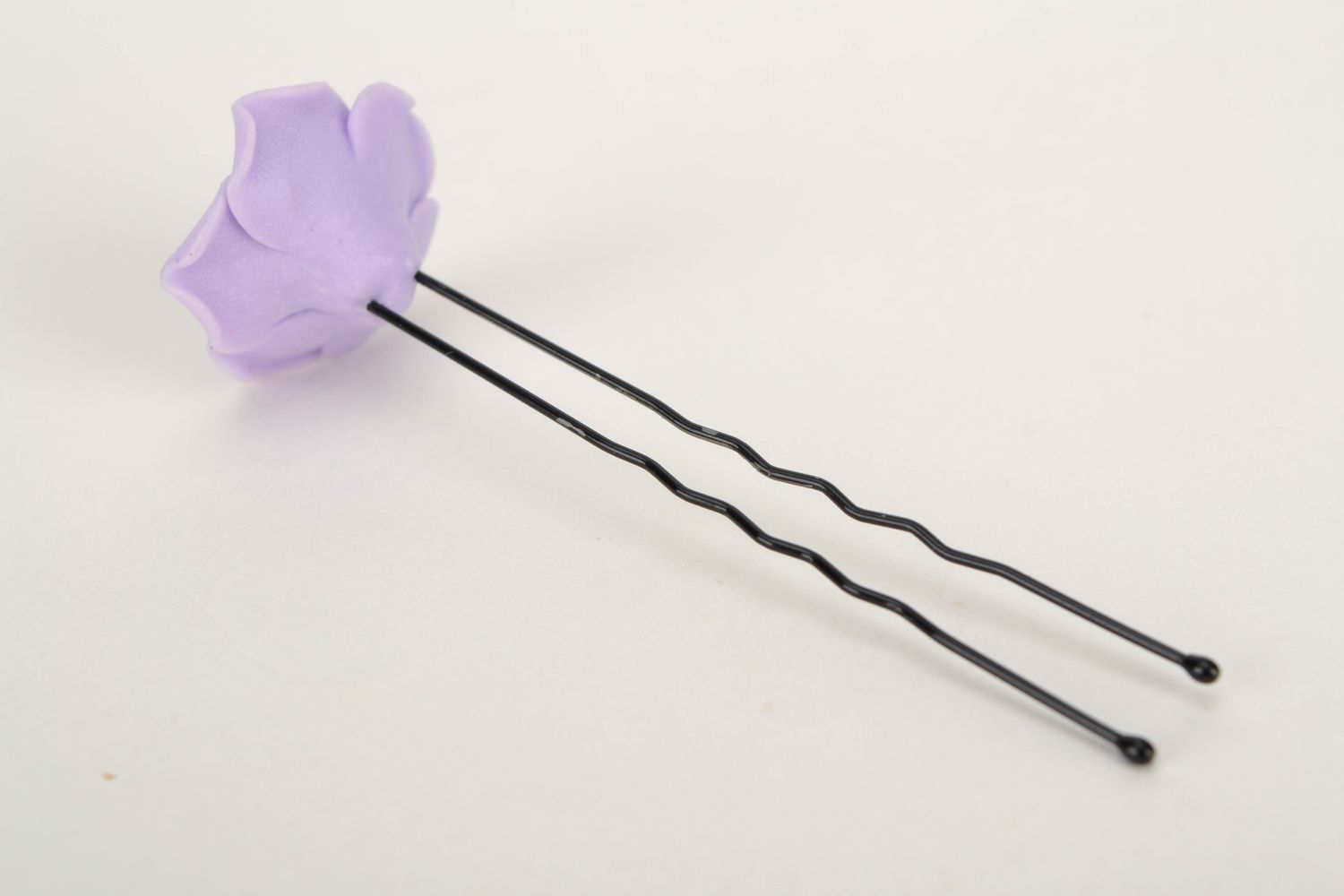 Épingle à cheveux en argile polymère accessoire original avec rose lilas photo 4