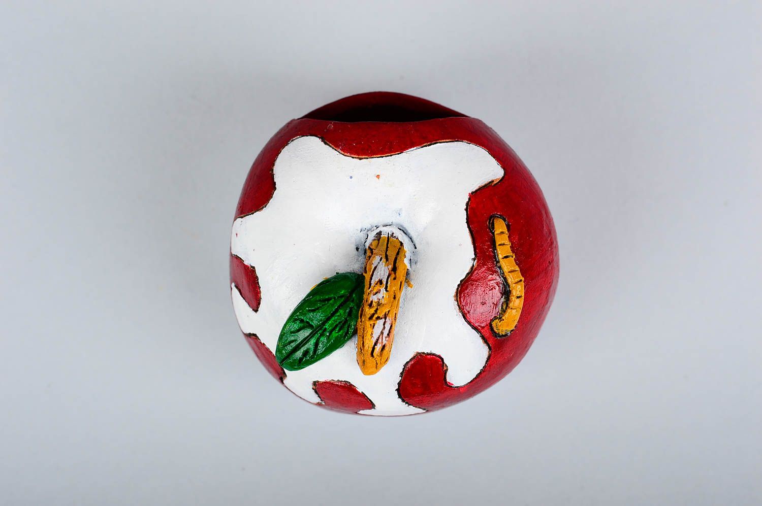 Солонка ручной работы керамическая солонка красное яблоко кухонная посуда фото 4